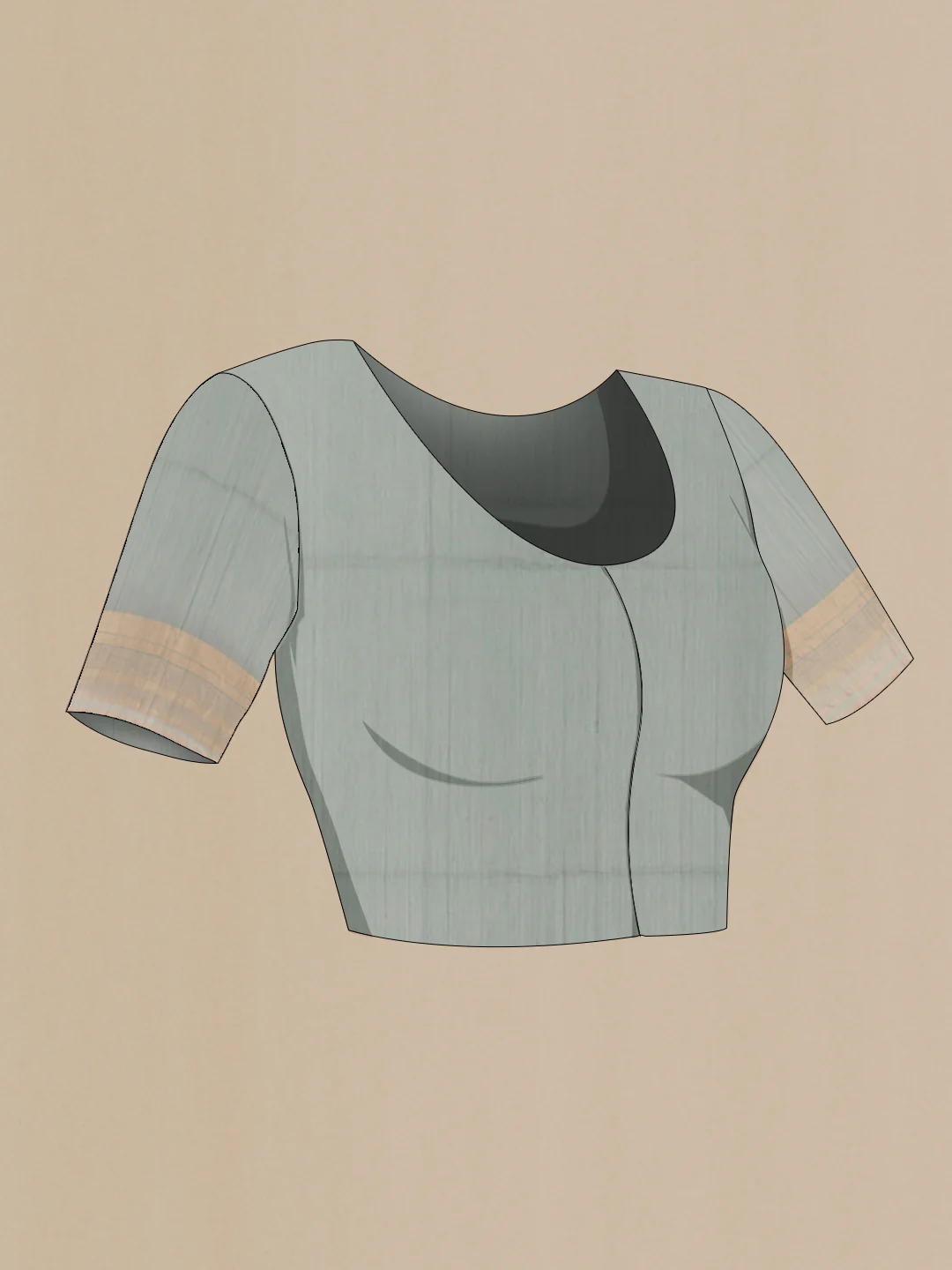 Grey Silk Cotton Saree - Image 2