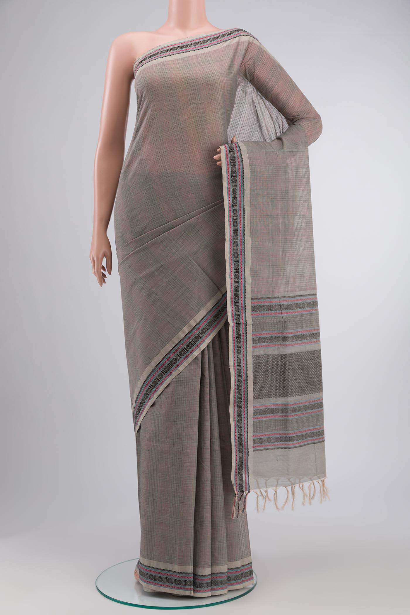 Grey Coimbatore Cotton Saree