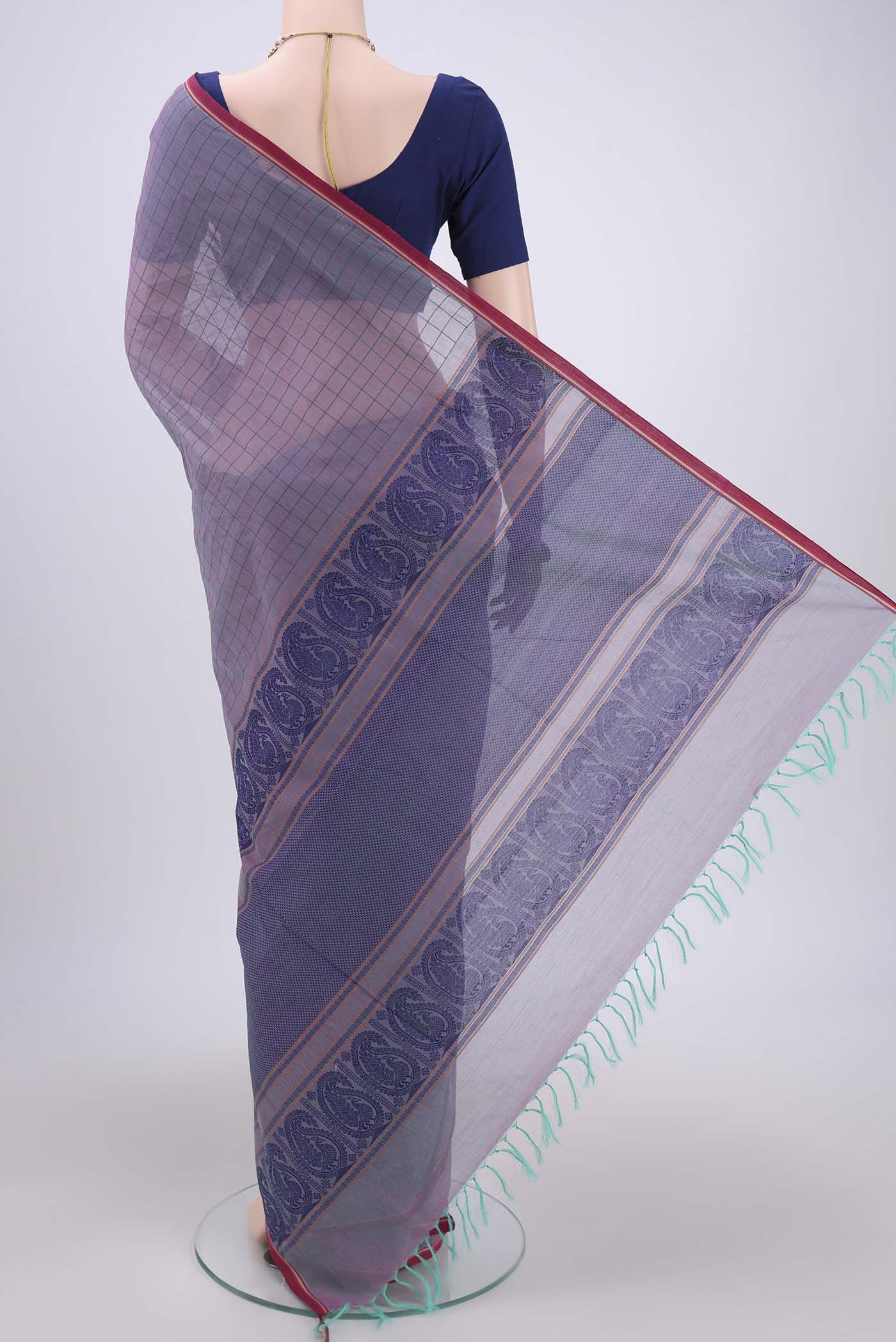 Grey Coimbatore Cotton Saree - Image 3