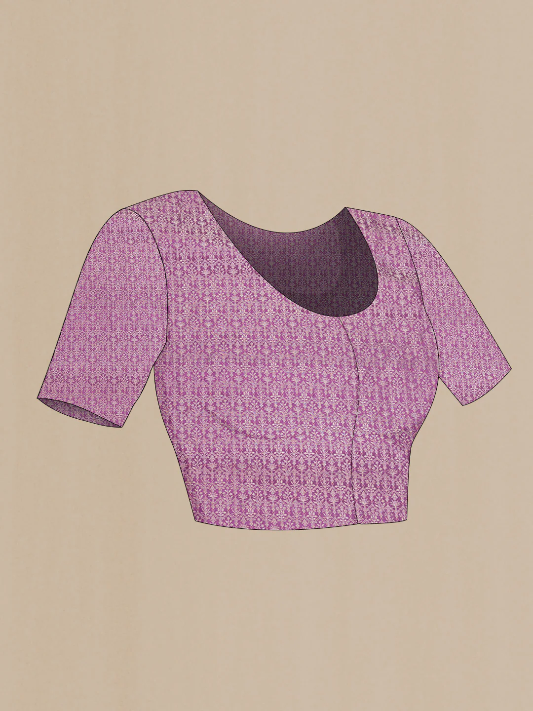 Lilac Mysore Crepe Saree - Image 5