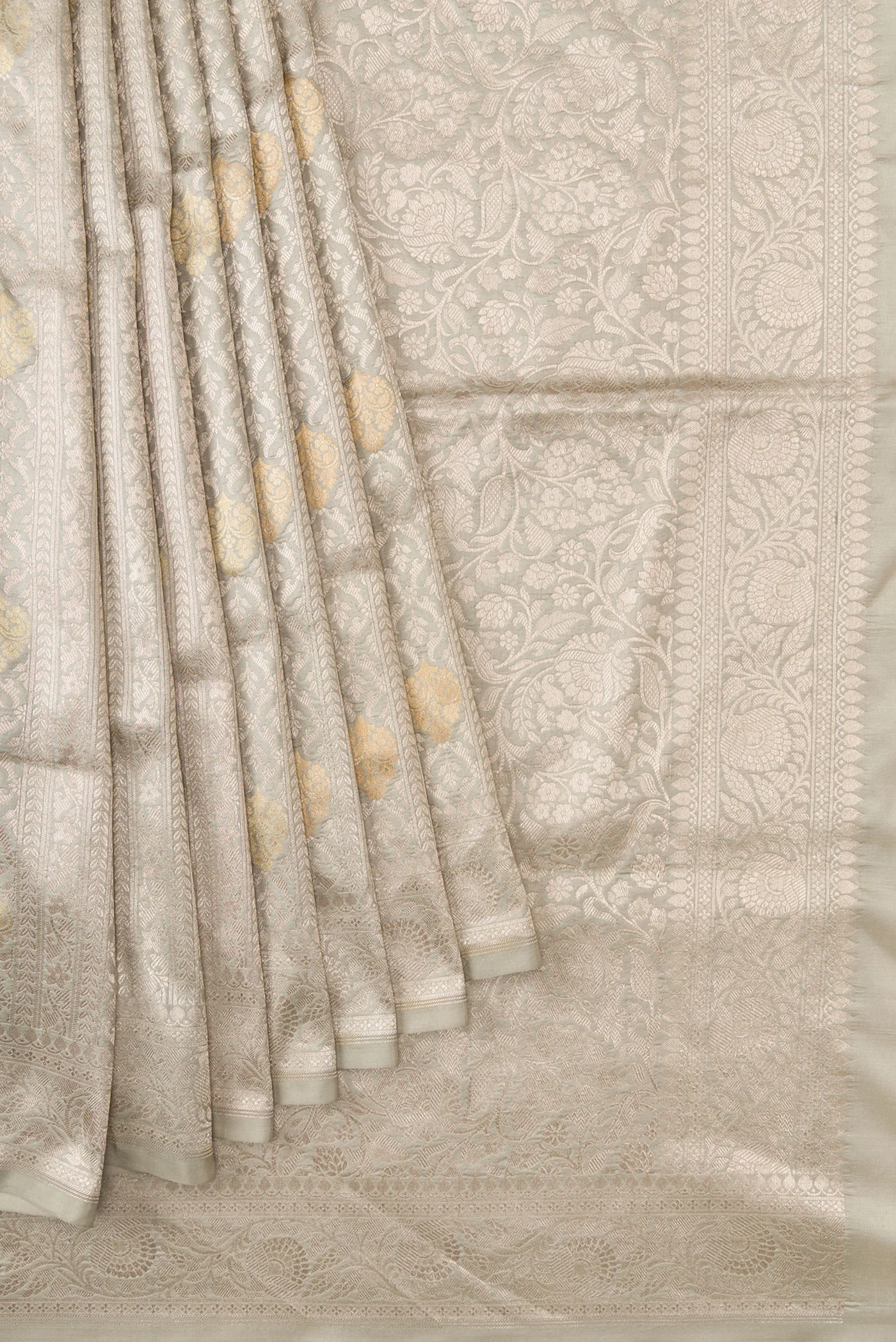 Grey Banarasi Silk Saree - Image 4