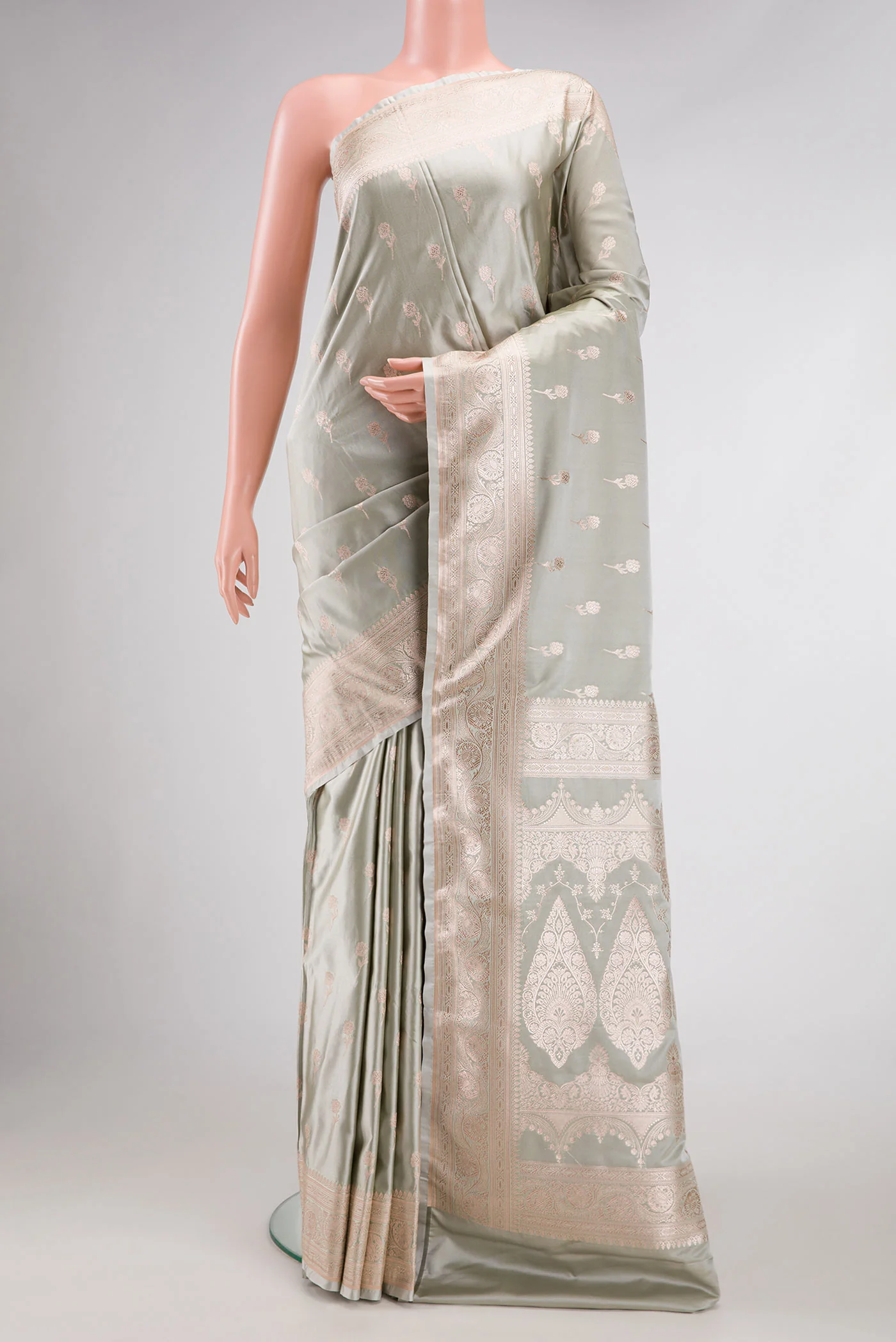 Grey Blended Banarasi Silk Saree