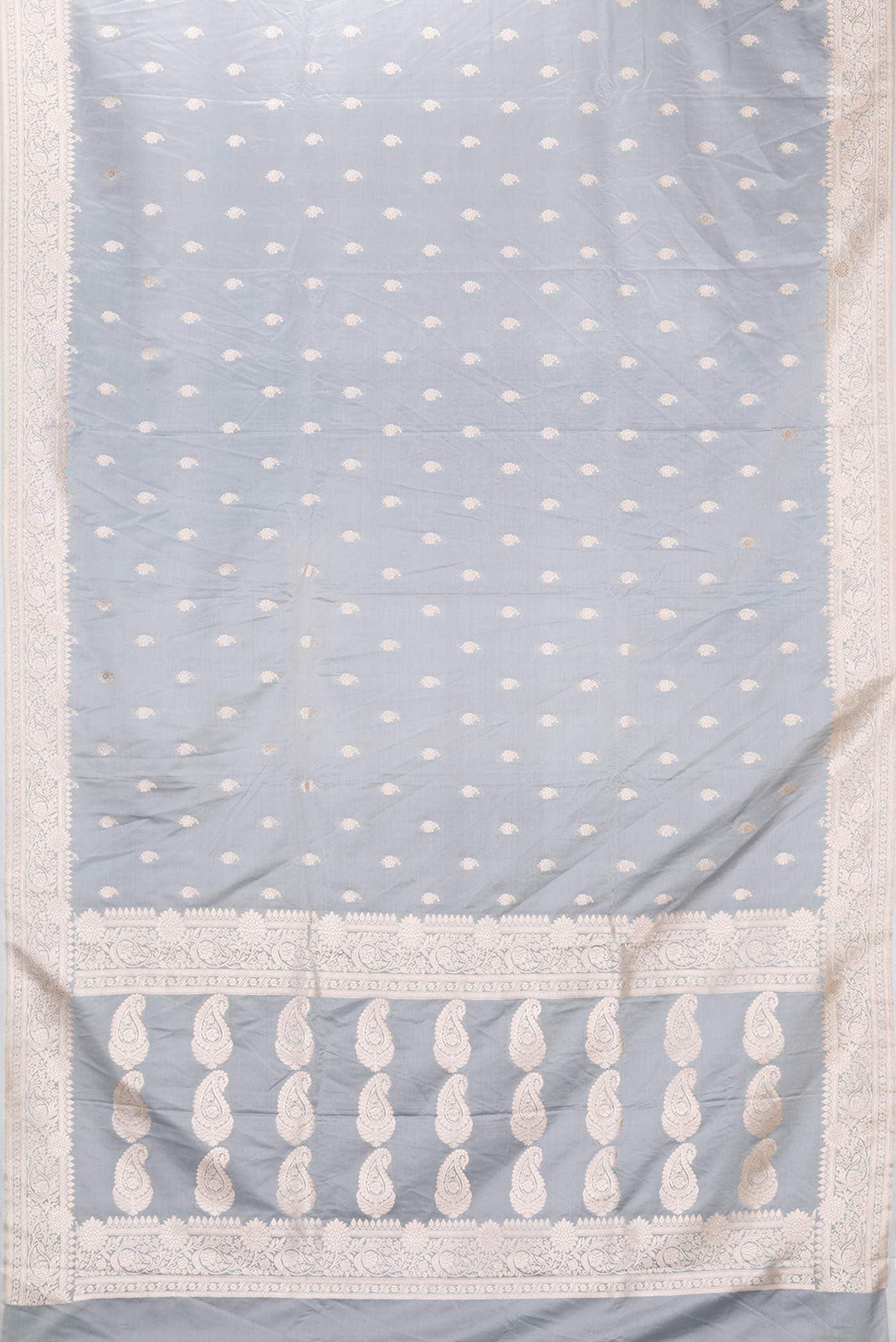 Grey Dual Tone Blended Banarasi Silk Saree - Image 2