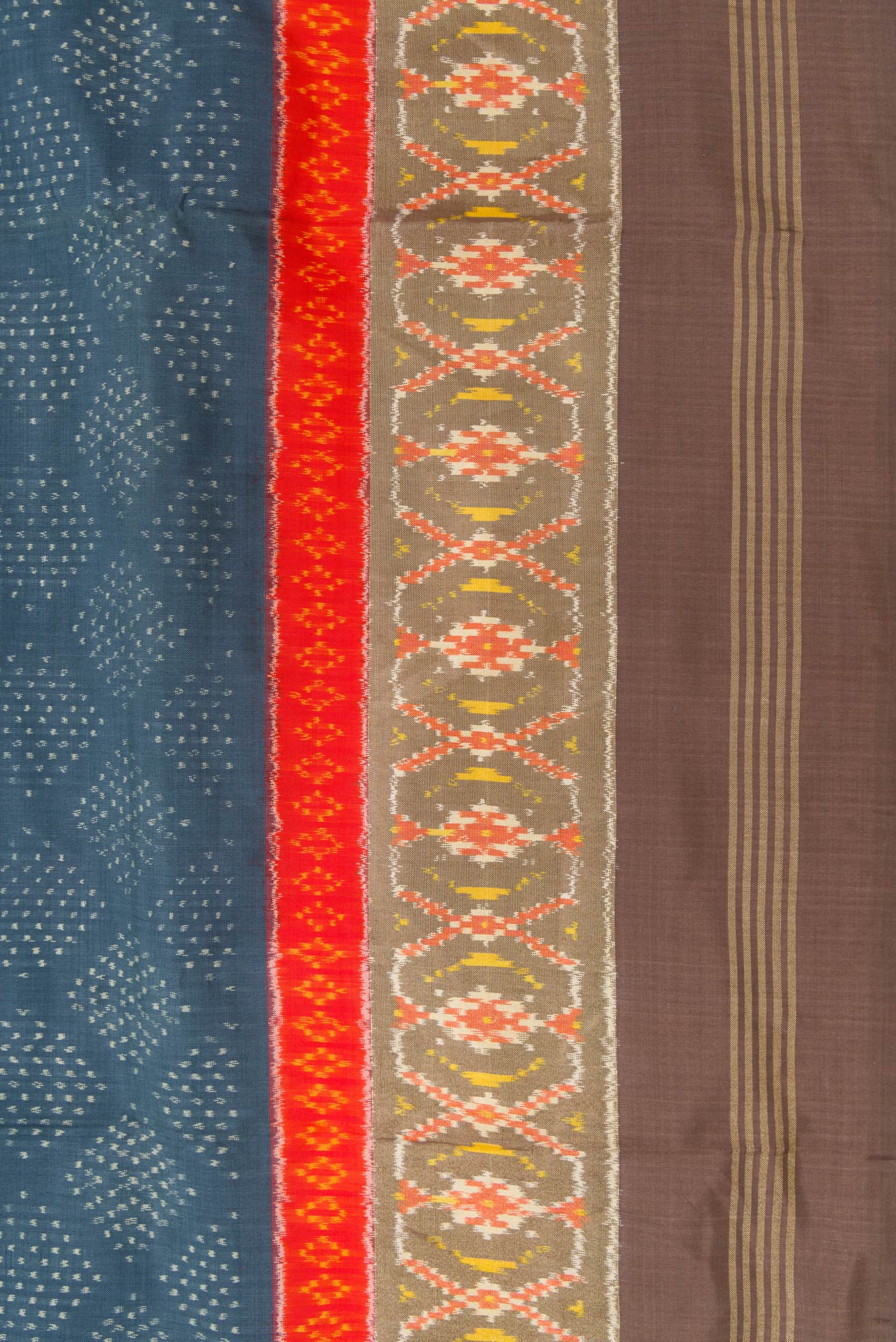 Blue Grey Pochampally Silk Saree - Image 3