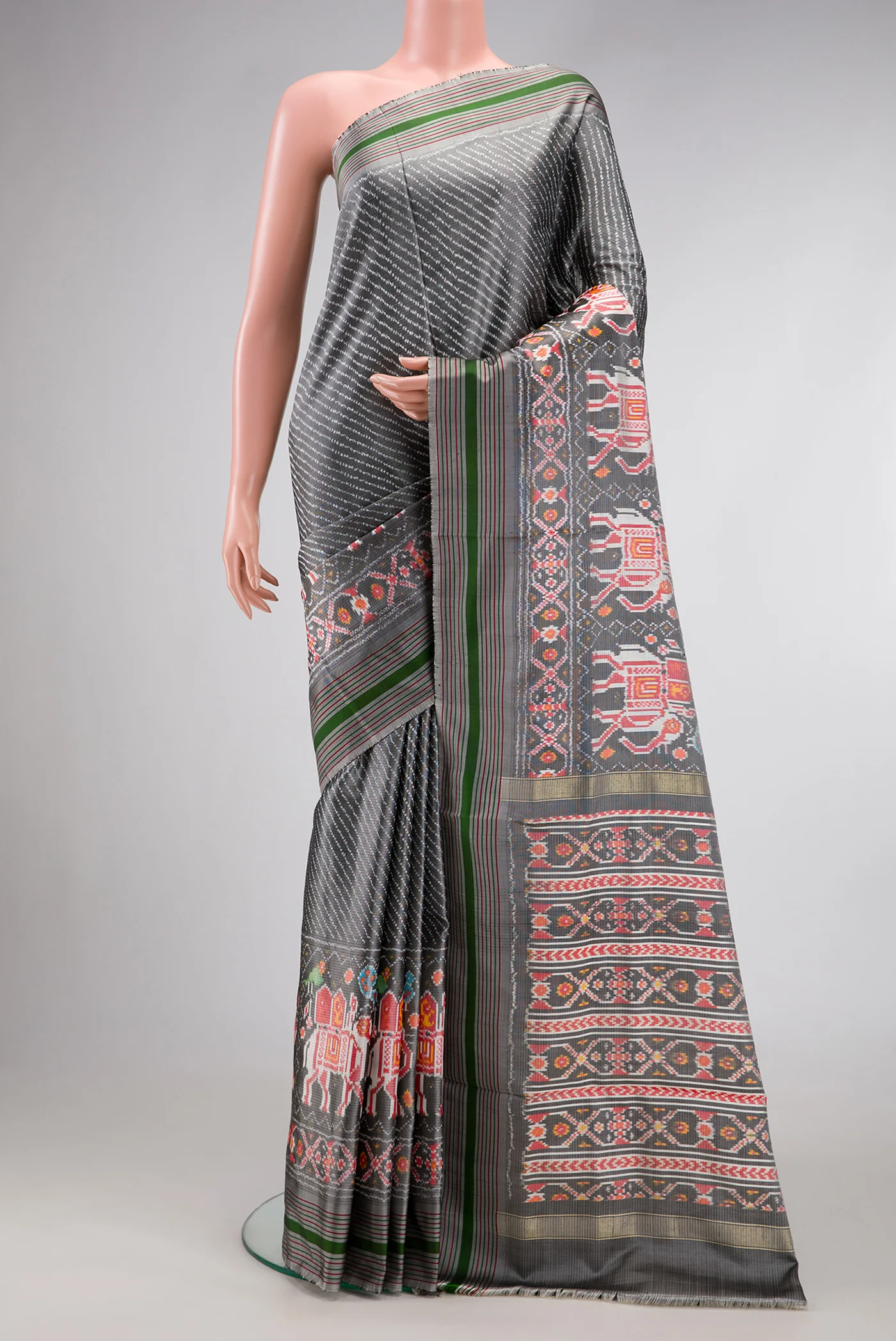 Grey Double Ikat Saree
