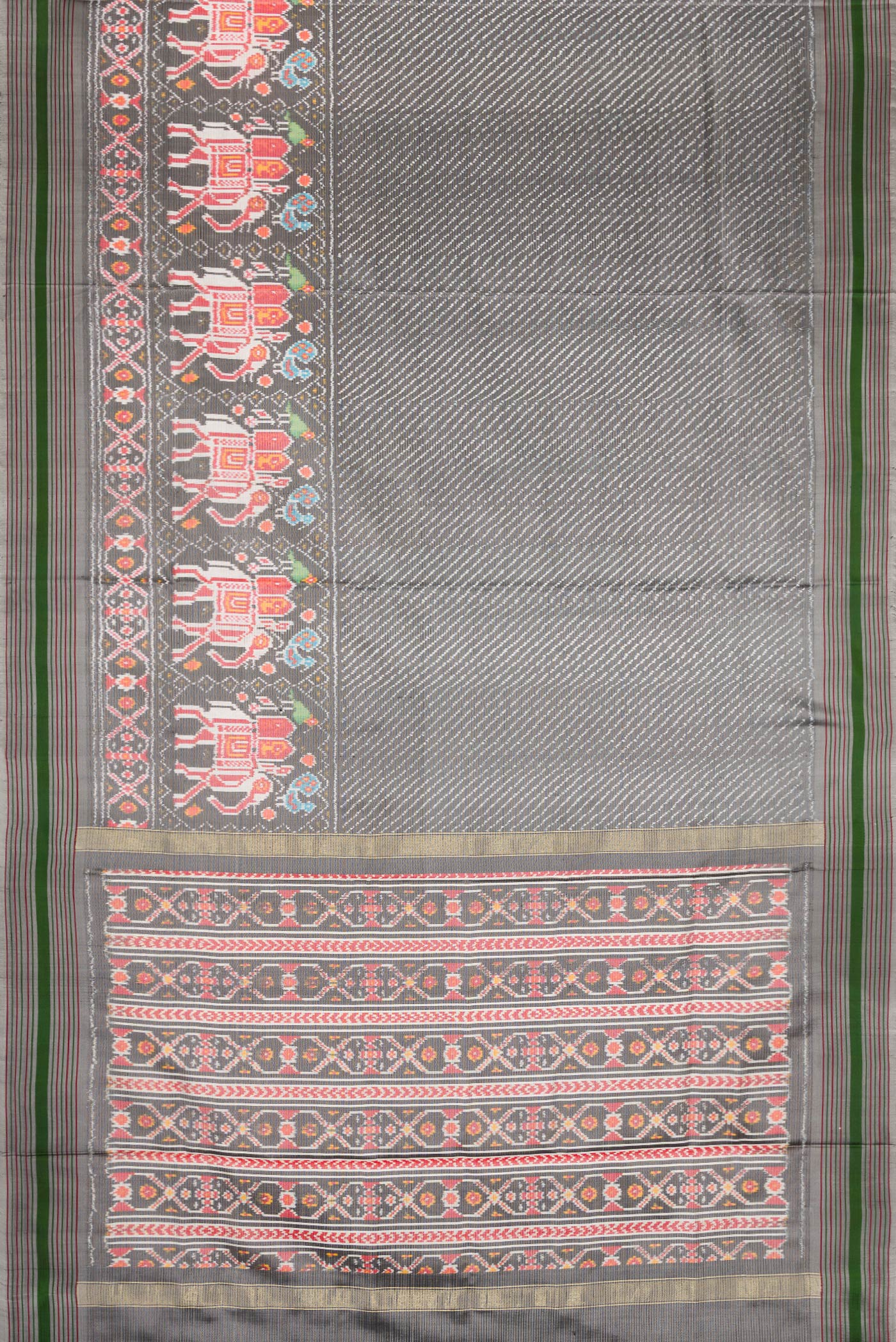 Grey Double Ikat Saree - Image 6