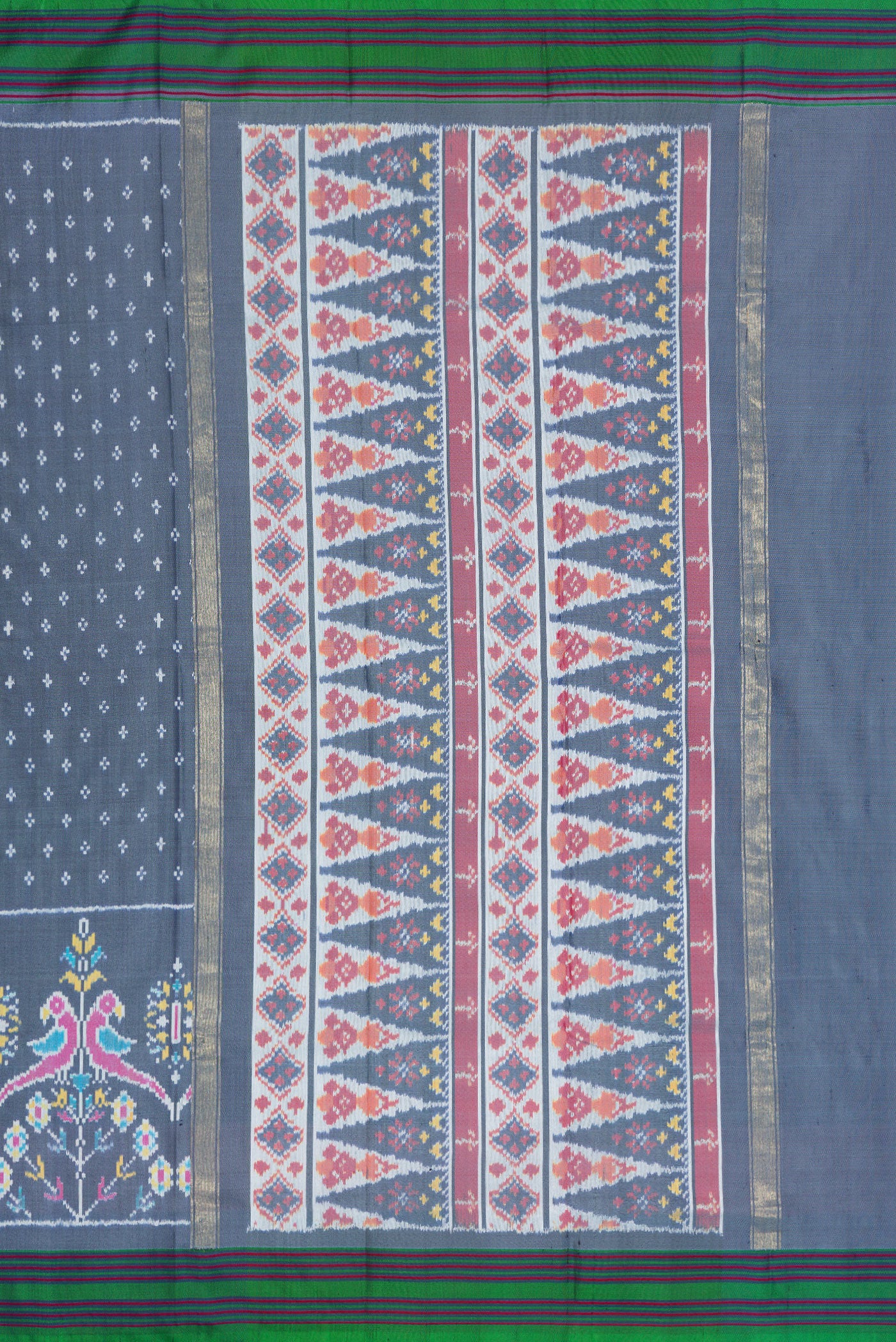 Blue Grey Double Ikat Saree - Image 7