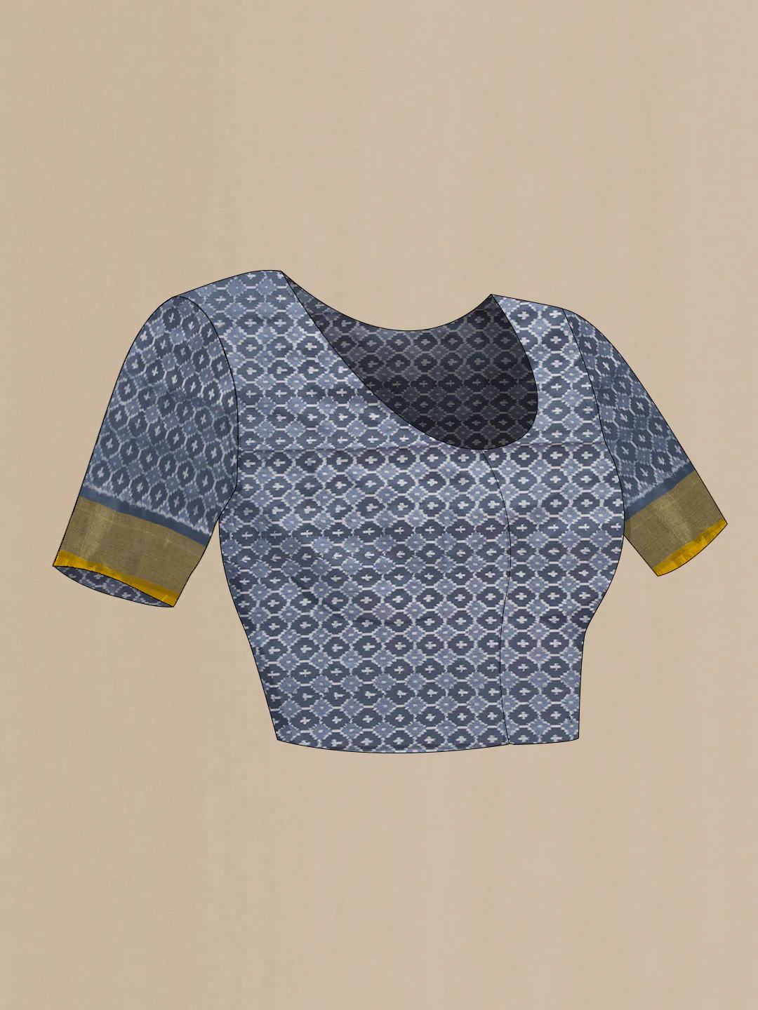 Grey Dual Tone Double Ikat Saree - Image 5