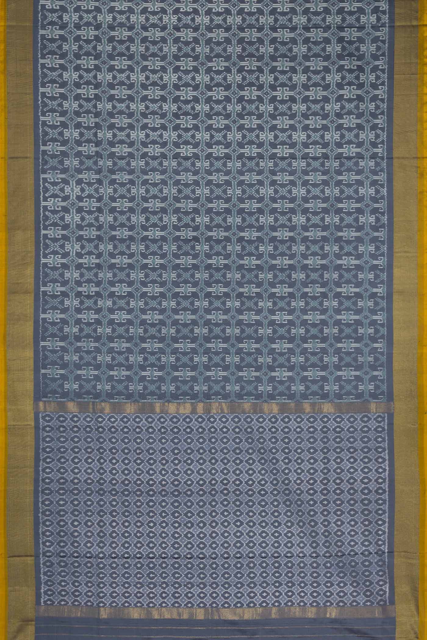 Grey Dual Tone Double Ikat Saree - Image 6