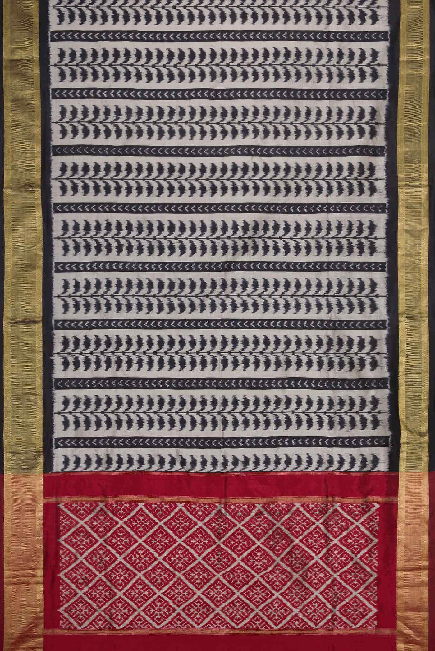 Grey Dual Tone Double Ikat Saree - Image 4