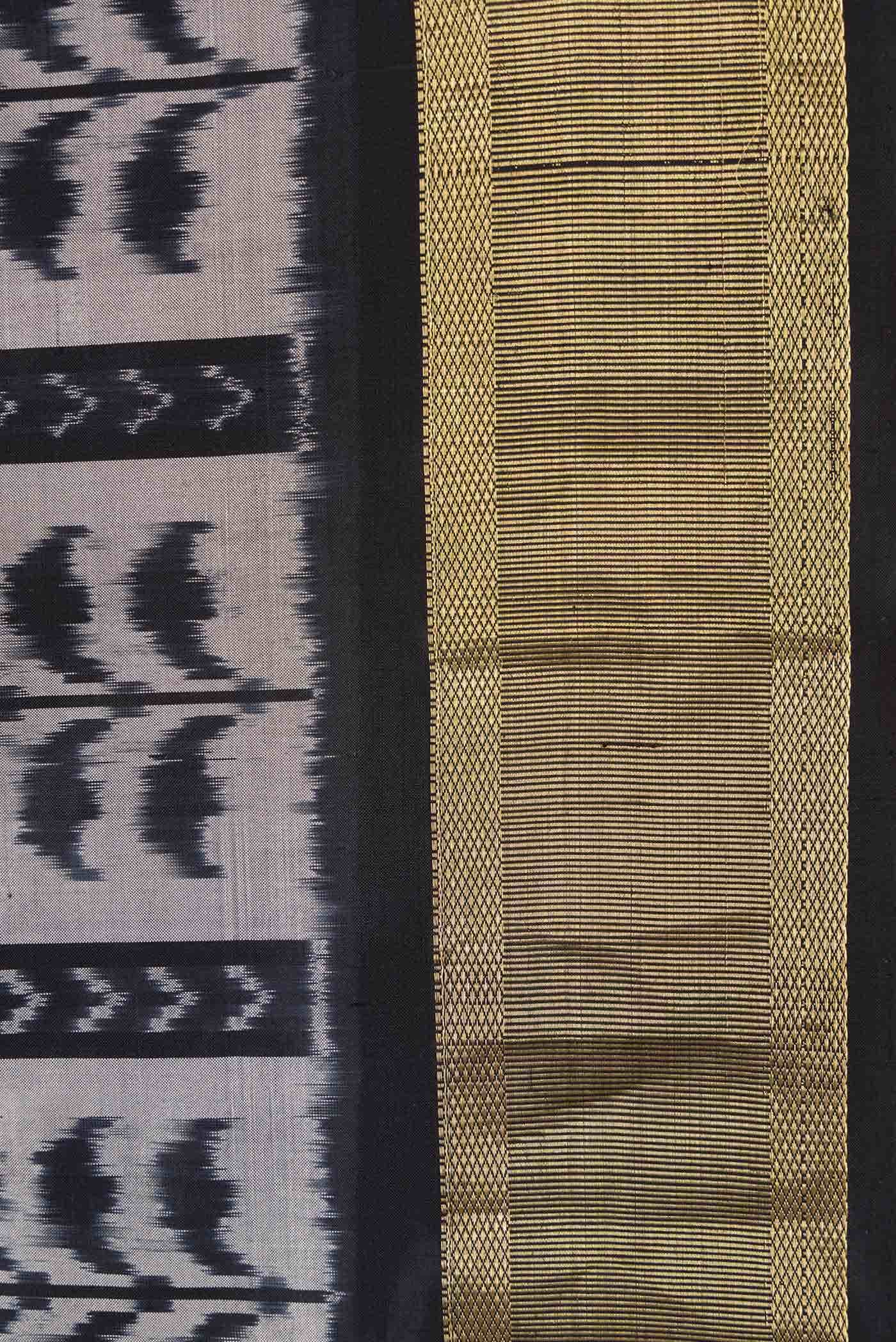 Grey Dual Tone Double Ikat Saree - Image 5