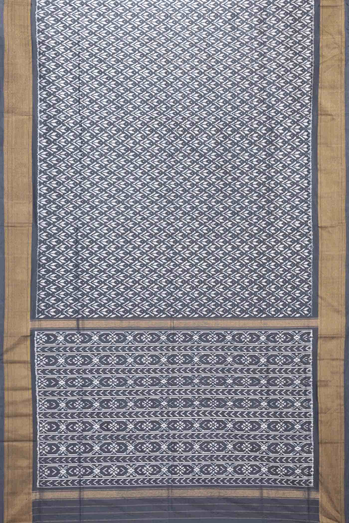 Grey Dual Tone Double Ikat Saree - Image 4