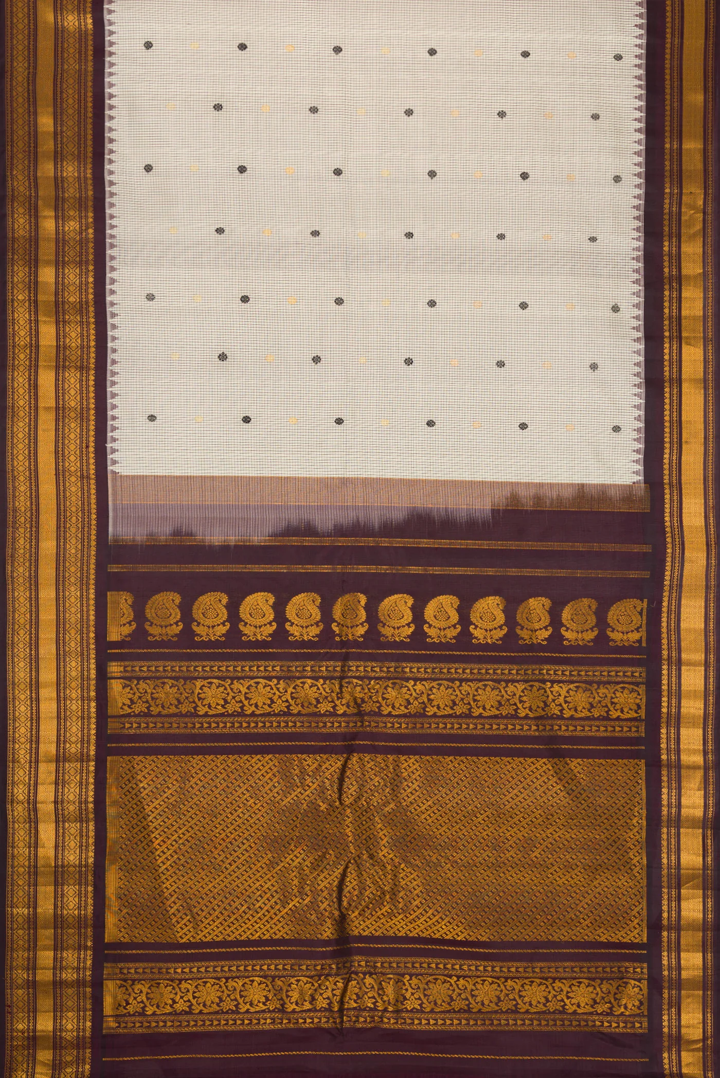 Cream Gadwal Silk Saree - Image 6