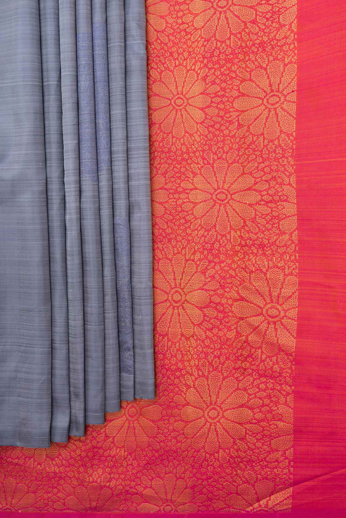 Grey Dual Tone Kanchipuram Saree - Image 4