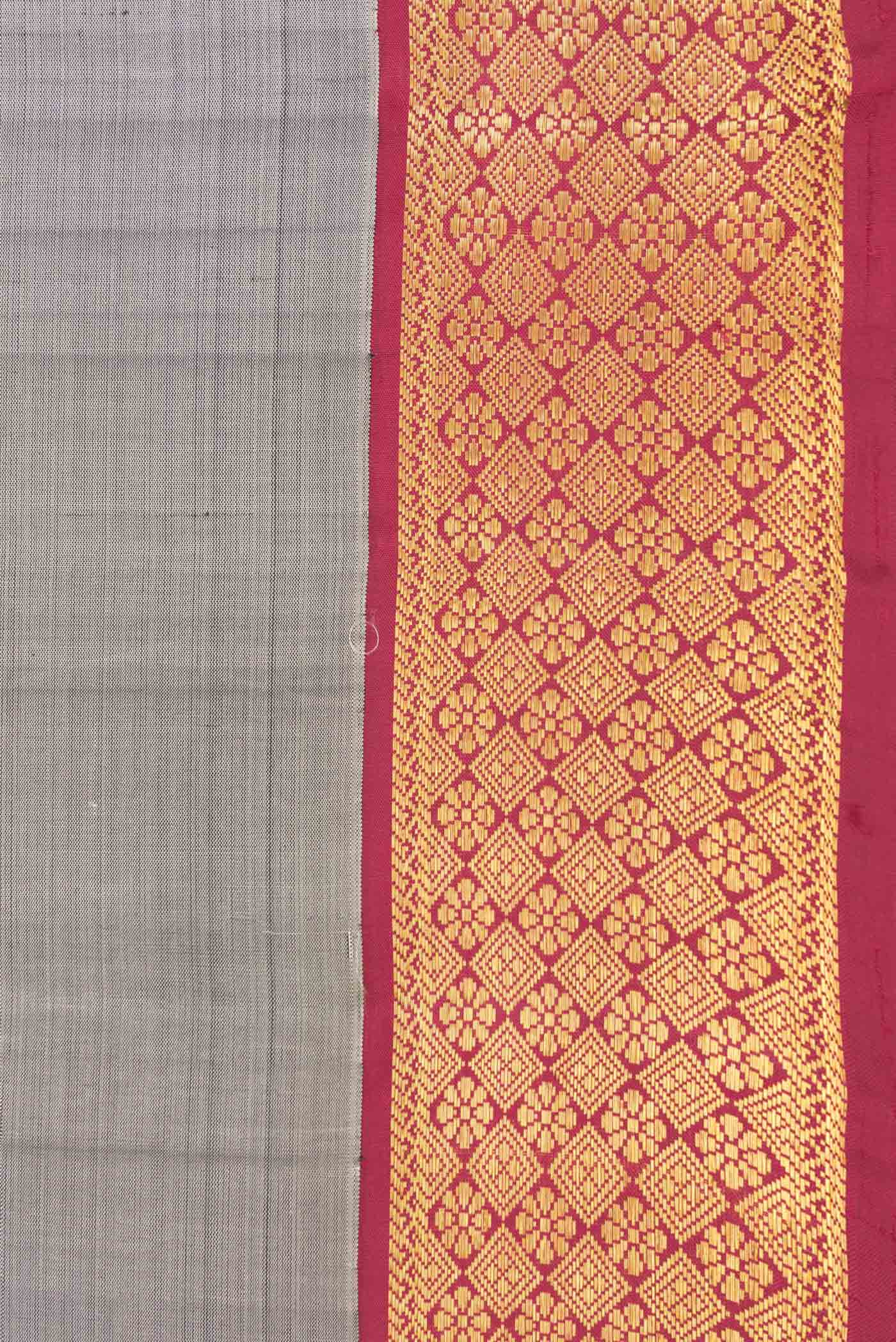Grey Dual Tone Kanjivaram Saree - Image 3