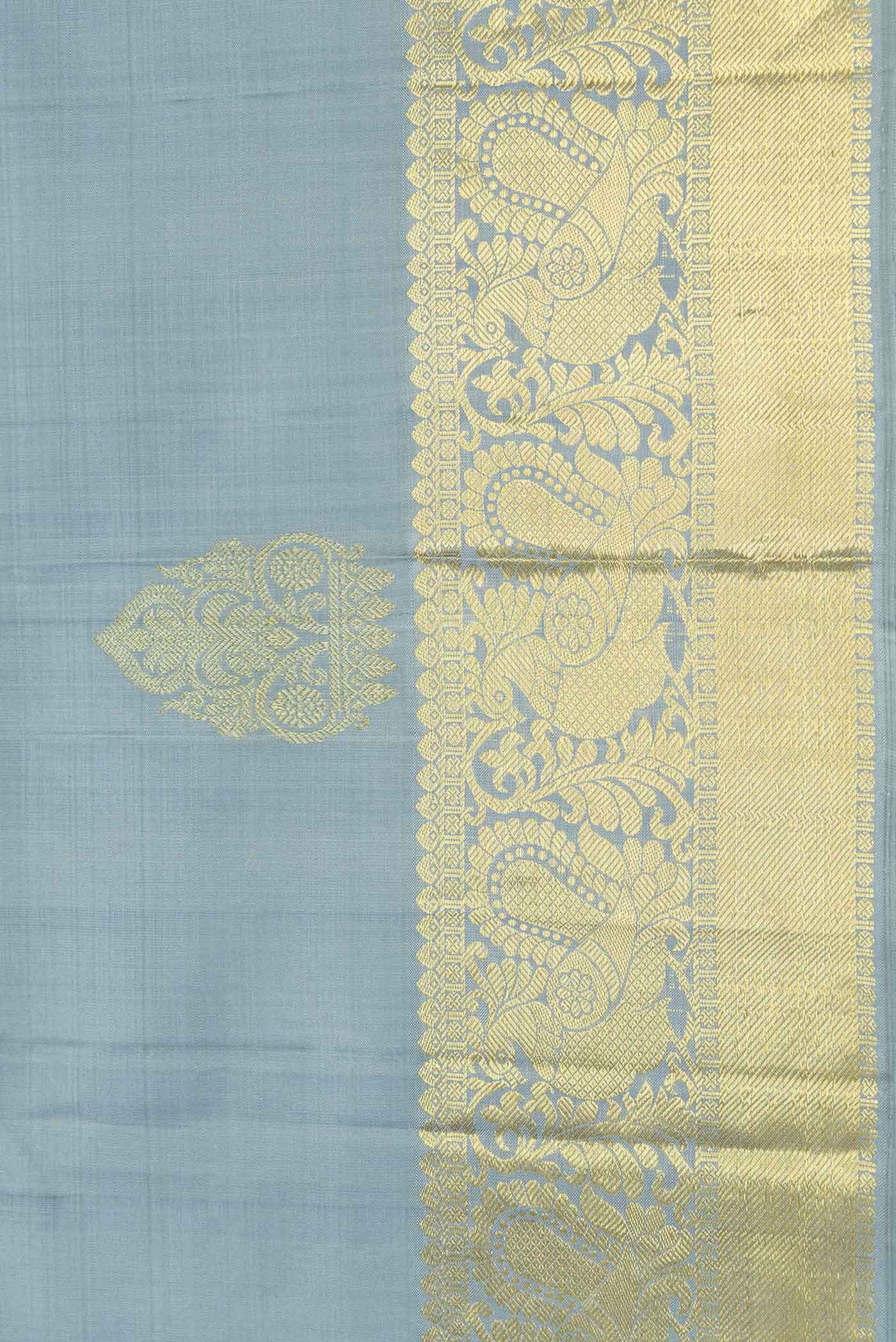Grey Dual Tone Kanjivaram Silk Saree - Image 3