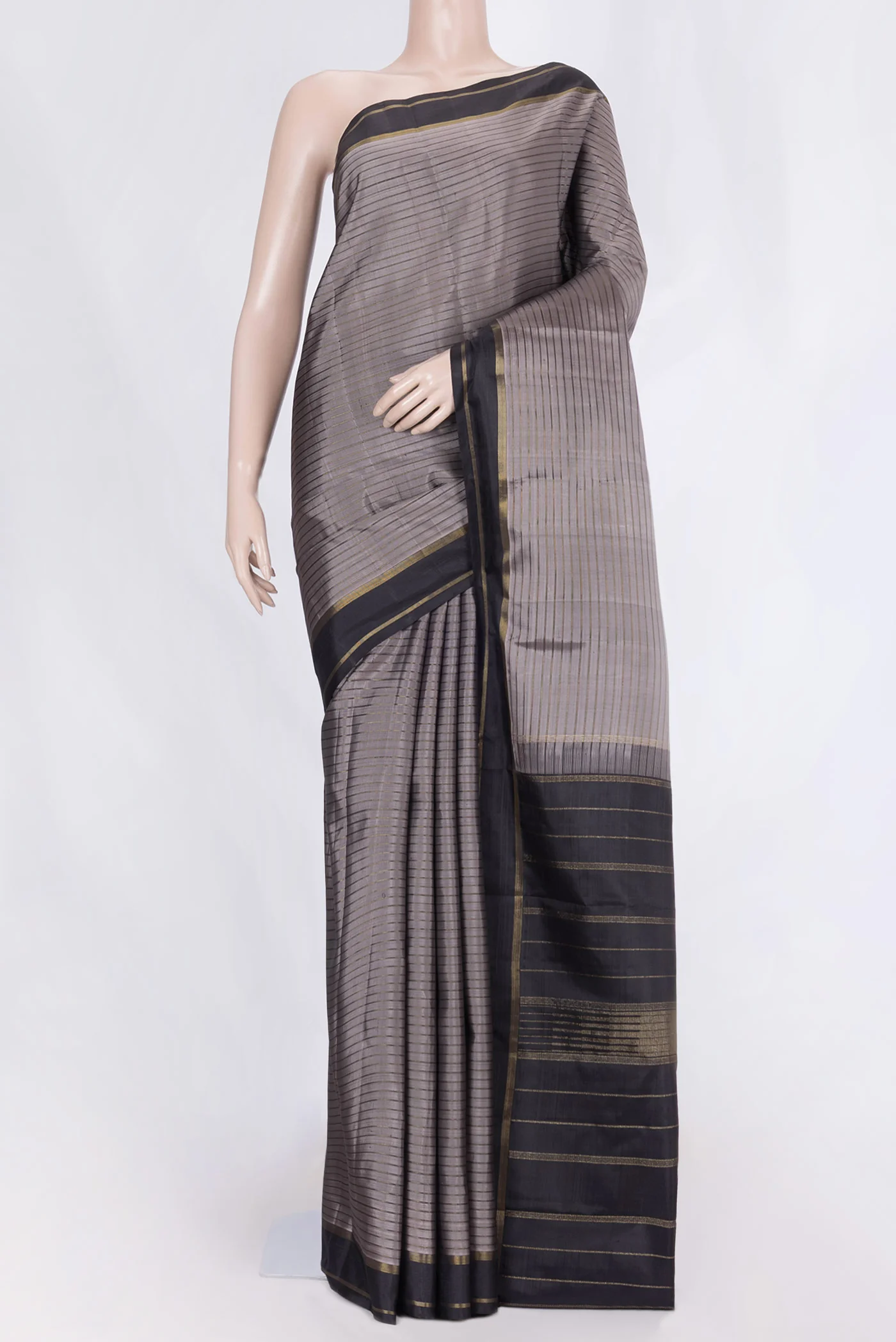 Grey Dual Tone Kanchipuram Silk Saree