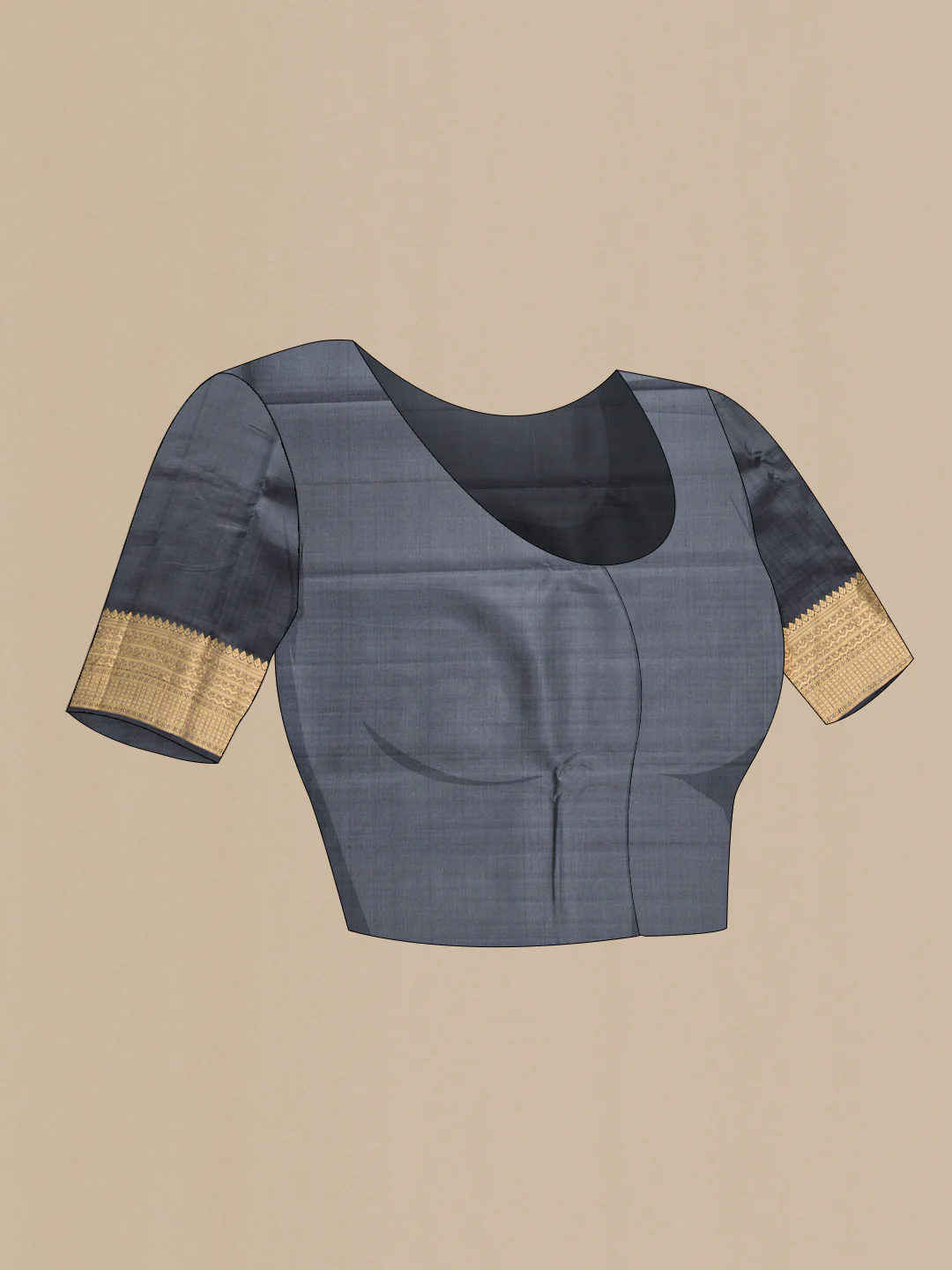 Grey Kanchipuram Silk Saree - Image 5
