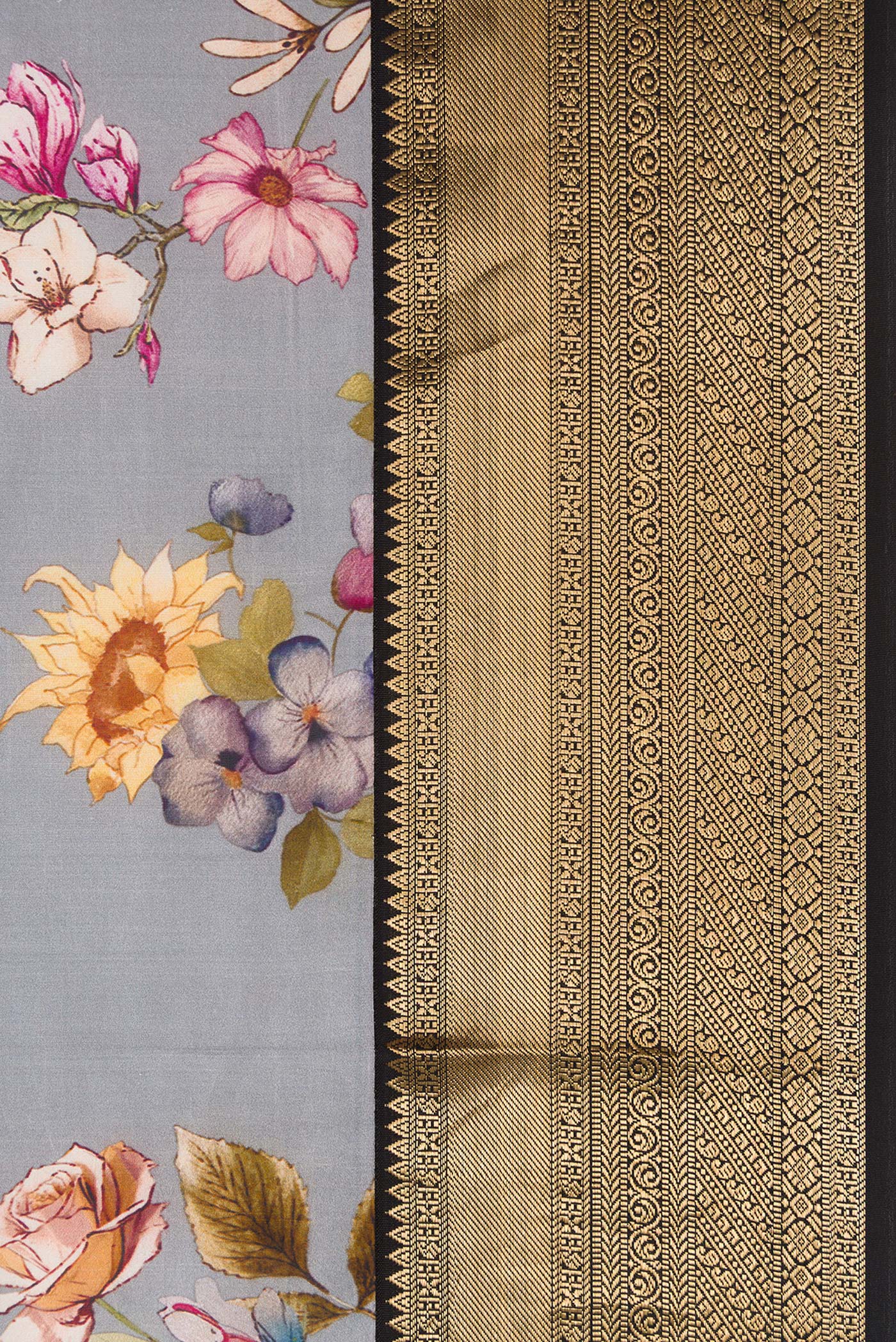 Grey Kanchipuram Silk Saree - Image 3