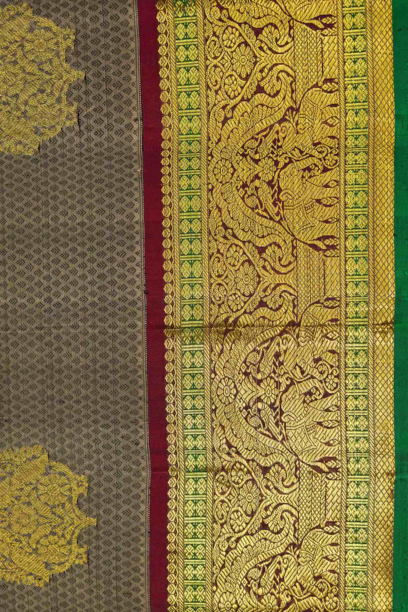 Grey Dual Tone Kanjivaram Silk Saree - Image 5