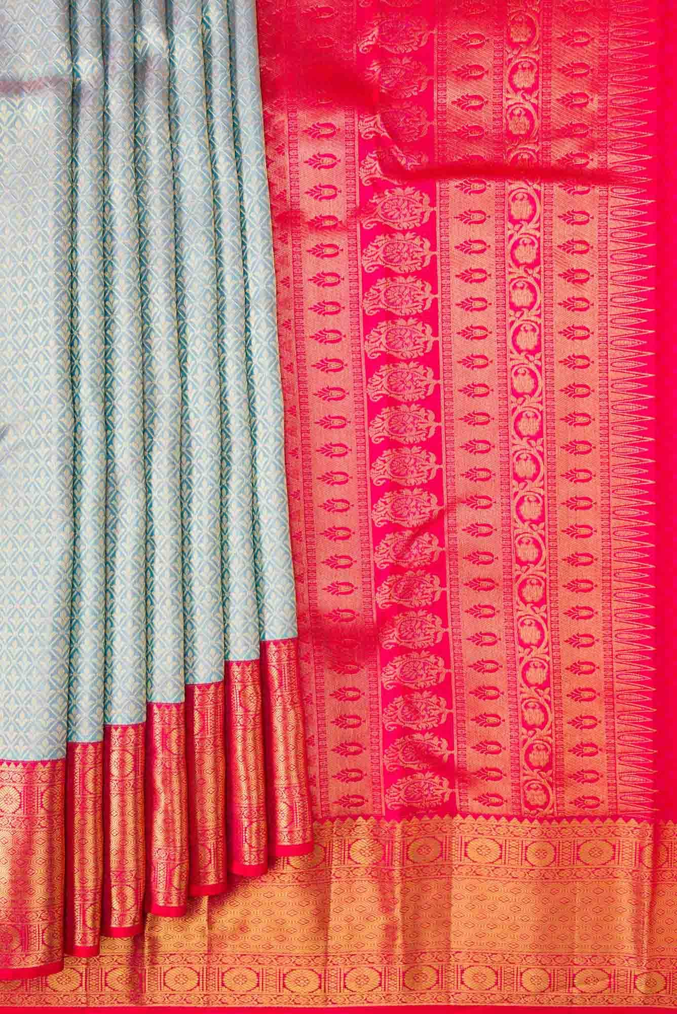Grey Dual Tone Kanchipuram Silk Saree - Image 2