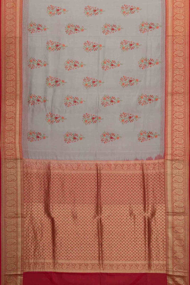 Grey Dual Tone Kanchipuram Silk Saree - Image 3