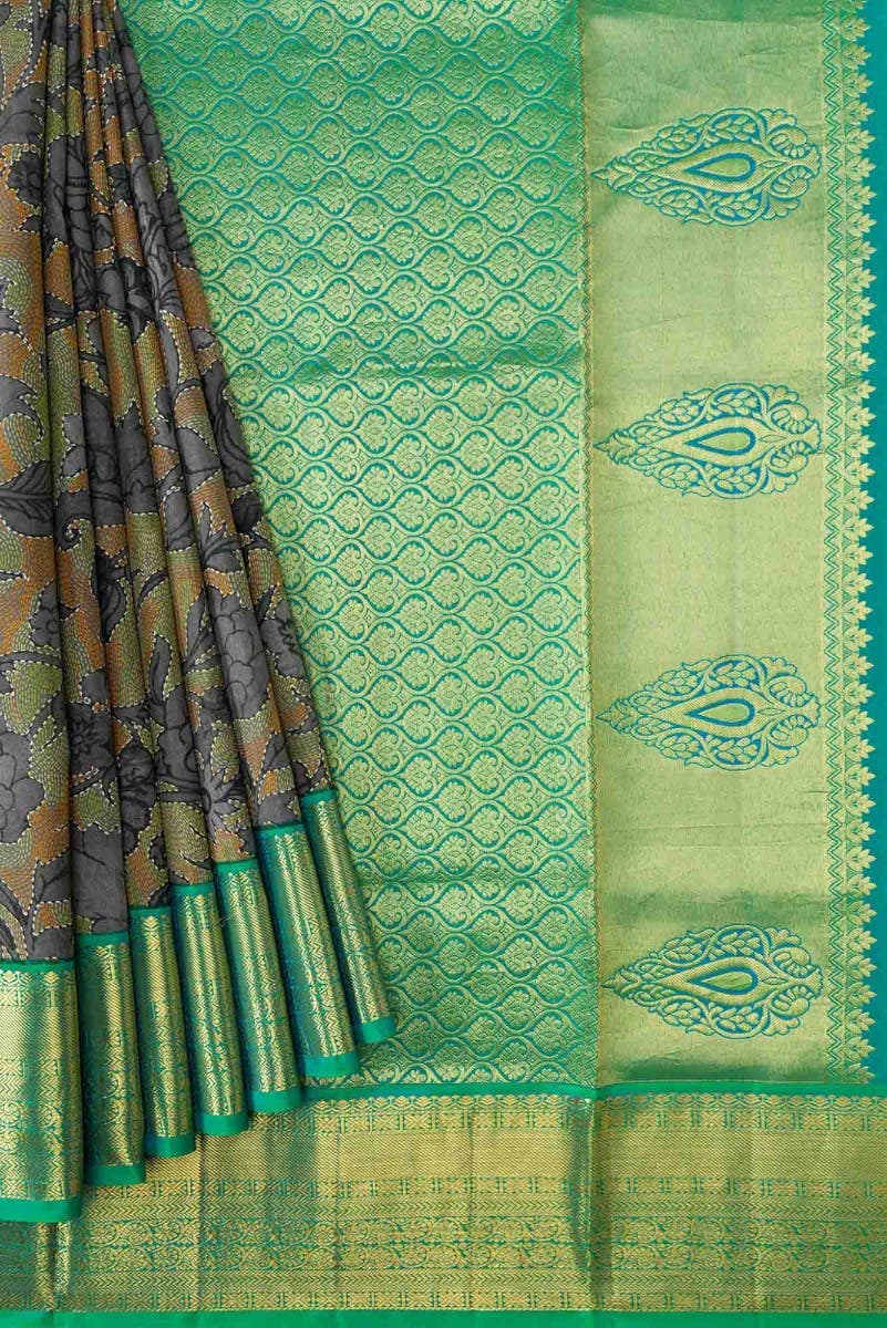 Grey Dual Tone Kanjivaram Silk Saree - Image 2