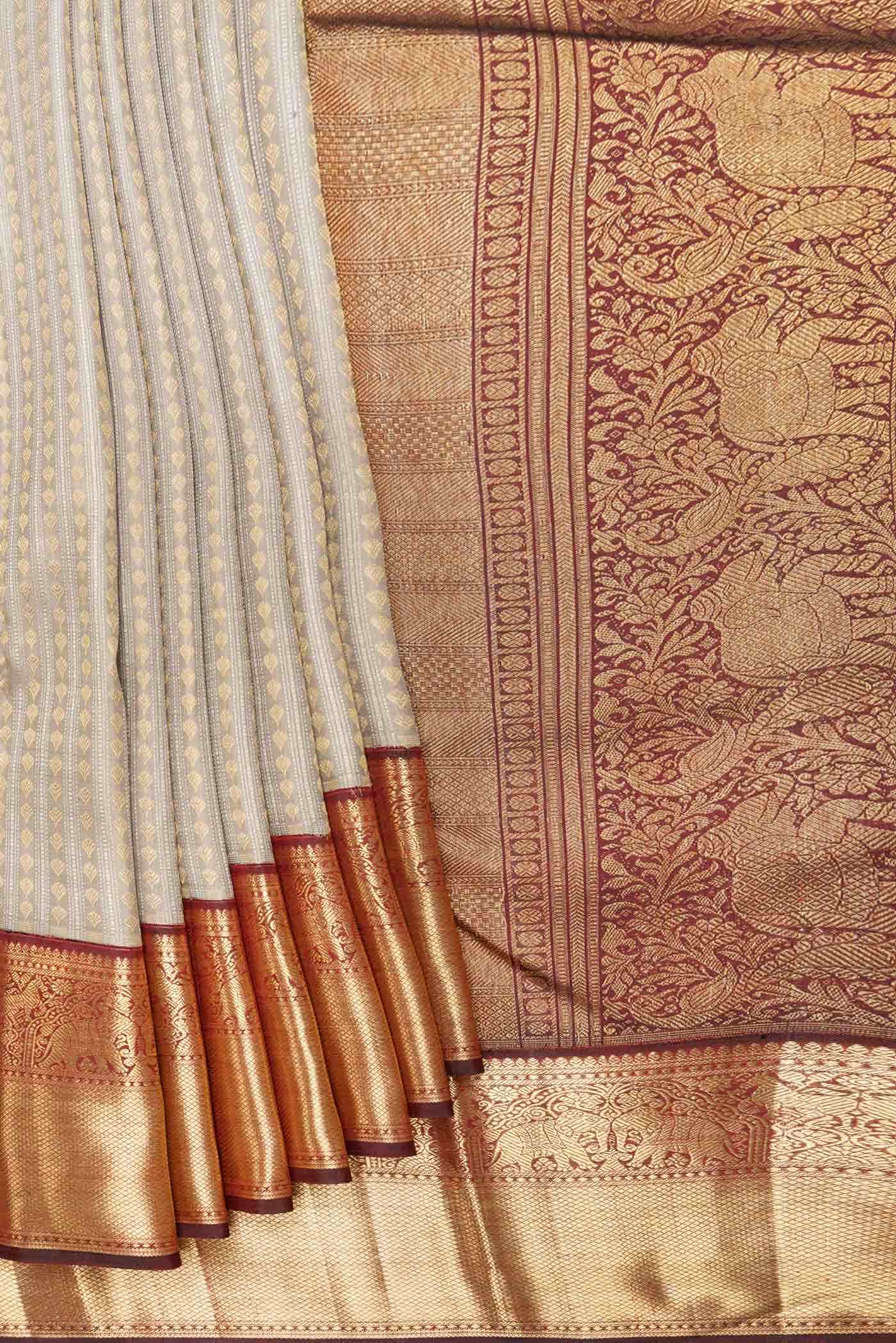 Grey Dual Tone Kanchipuram Silk Saree - Image 2