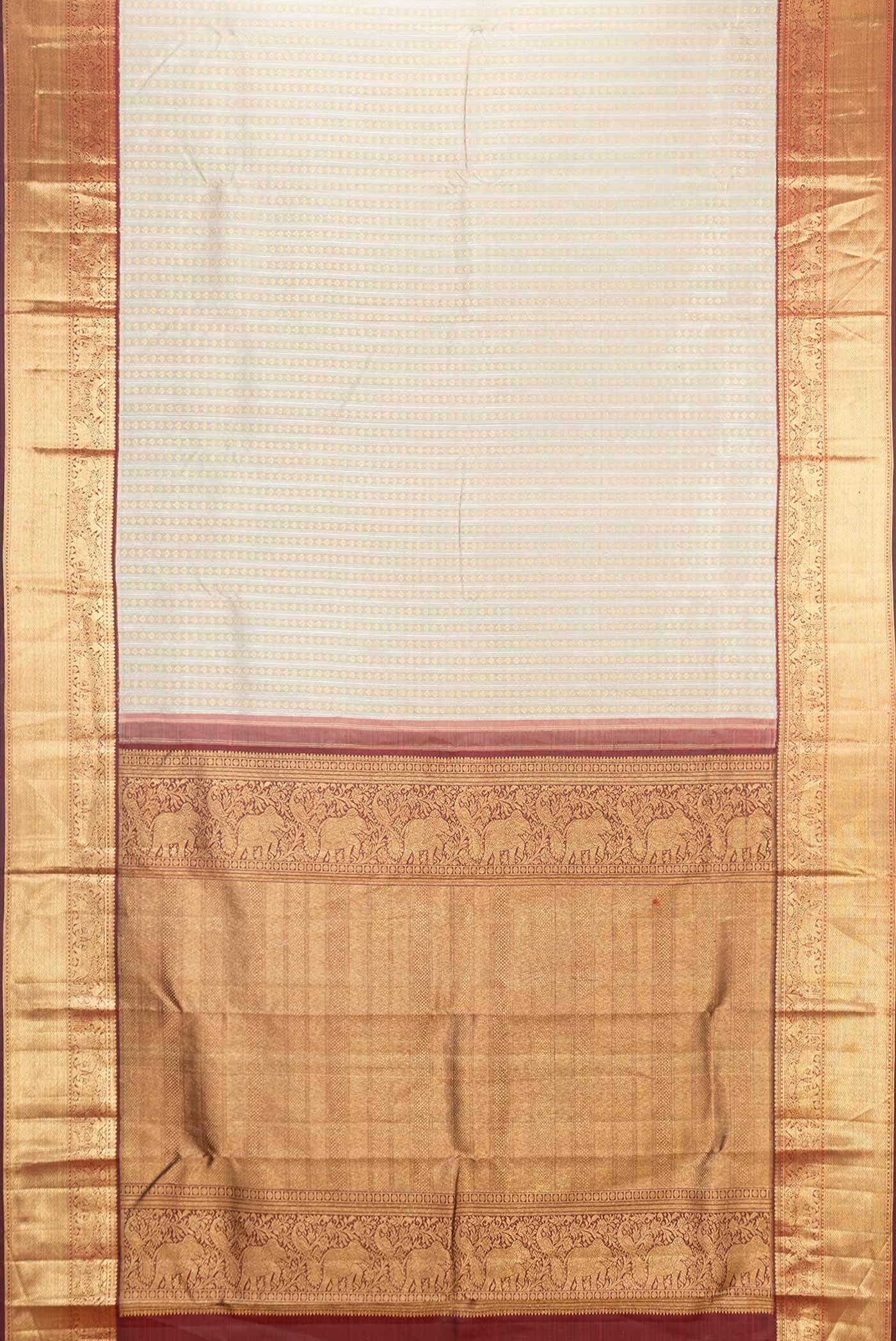 Grey Dual Tone Kanchipuram Silk Saree - Image 4