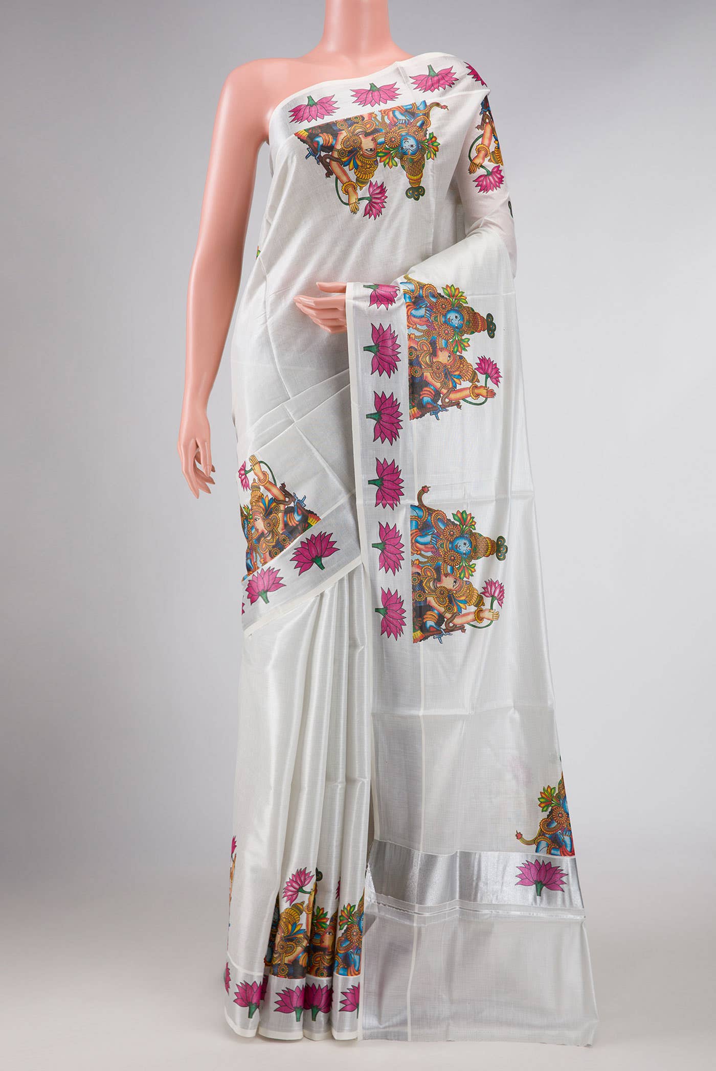 Grey Dual Tone Kerala Cotton Saree