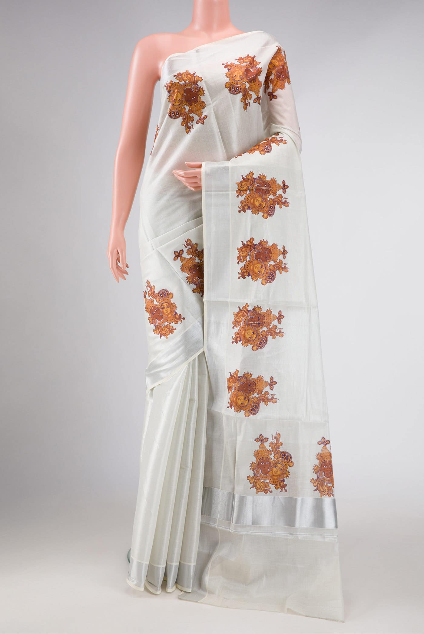 Grey Dual Tone Kerala Cotton Saree