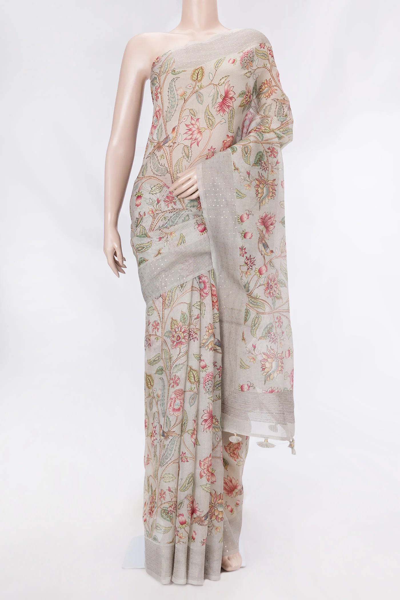 Grey Dual Tone Kota Silk Saree