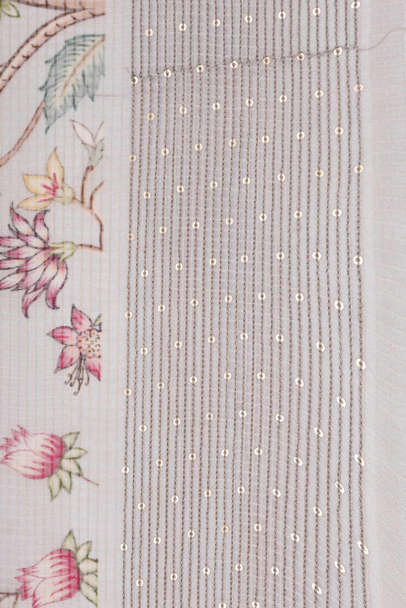 Grey Dual Tone Kota Silk Saree - Image 3