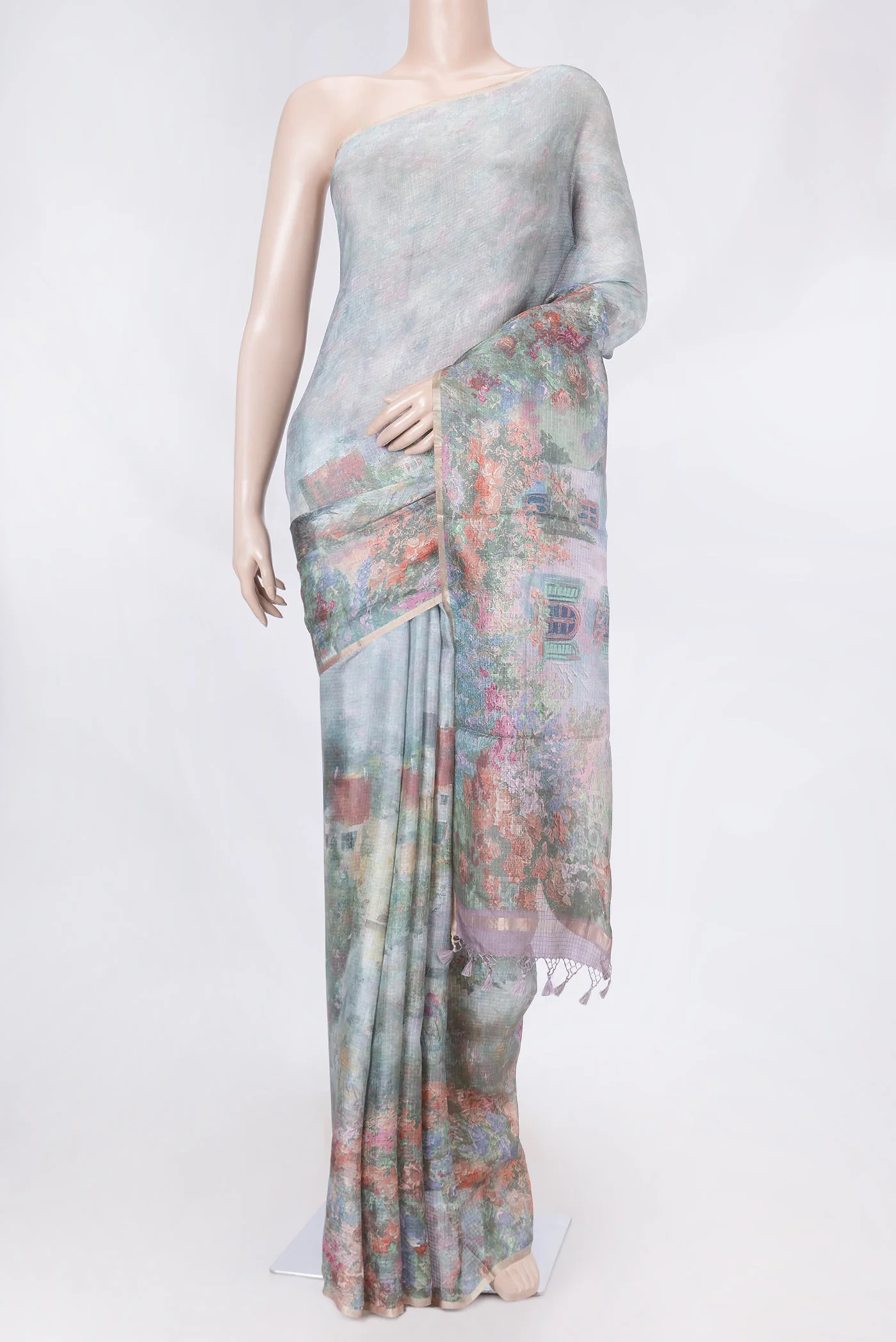 Grey Dual Tone Kota Silk Saree