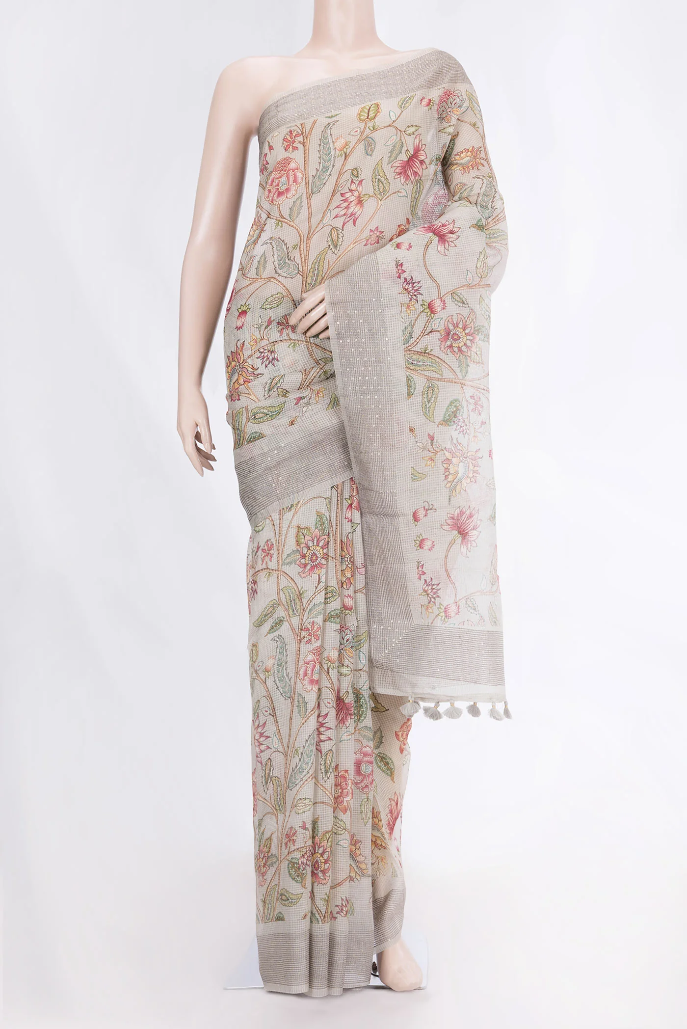 Grey Dual Tone Kota Silk Saree