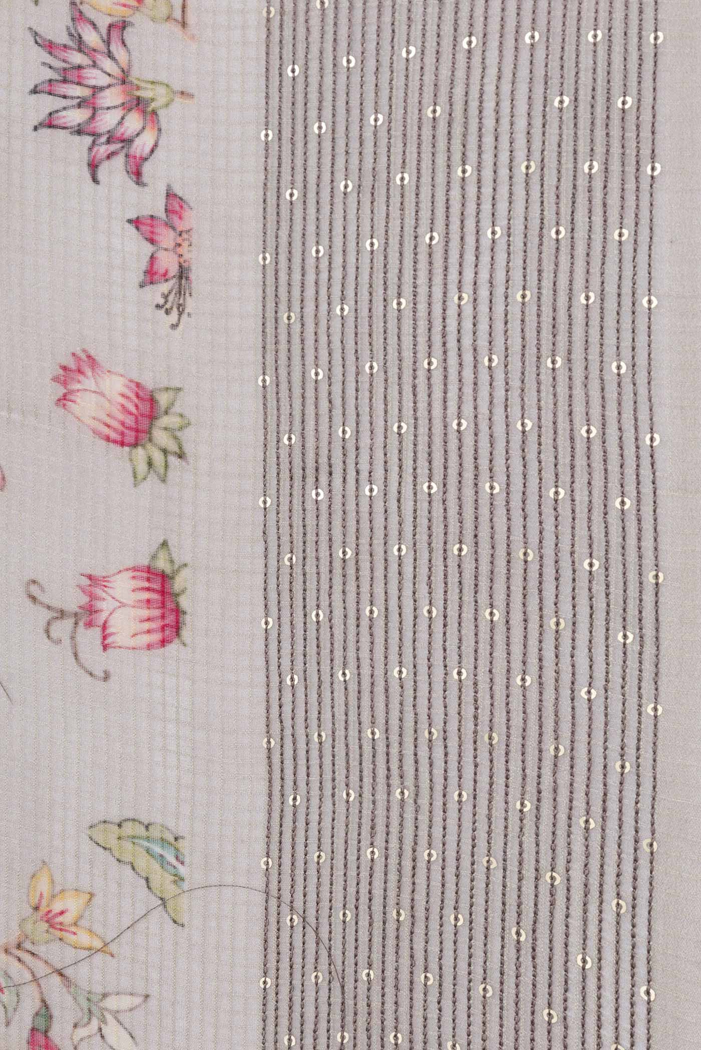 Grey Dual Tone Kota Silk Saree - Image 3