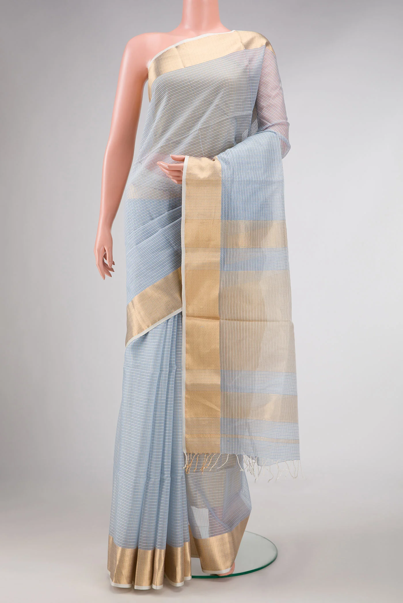Grey Dual Tone Maheshwari Silk Saree