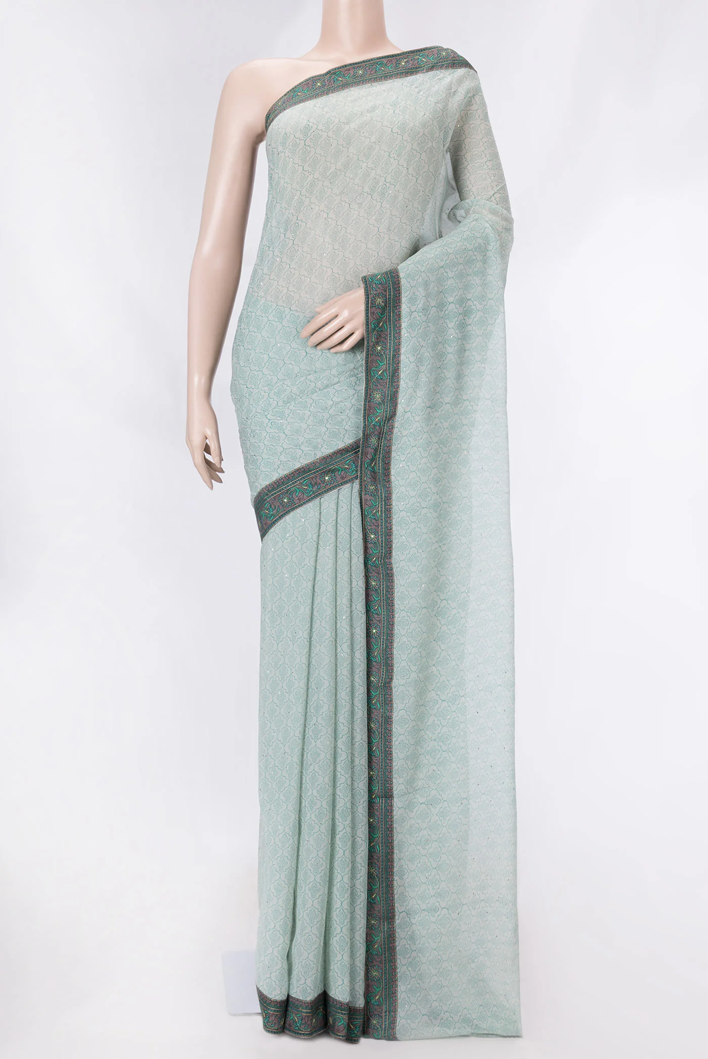 Grey Dual Tone Mysore Crepe Saree