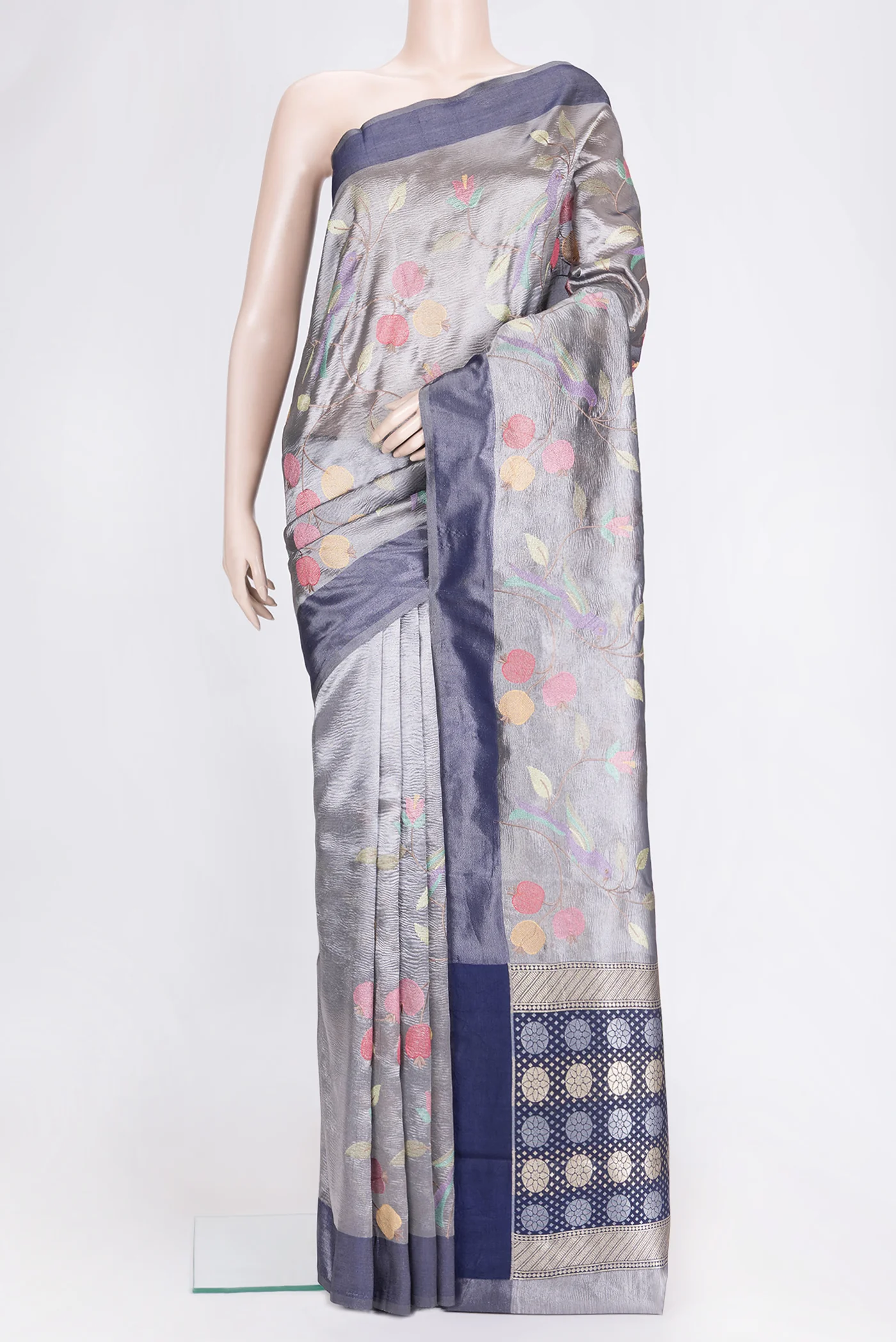 Blue Organza Silk Saree