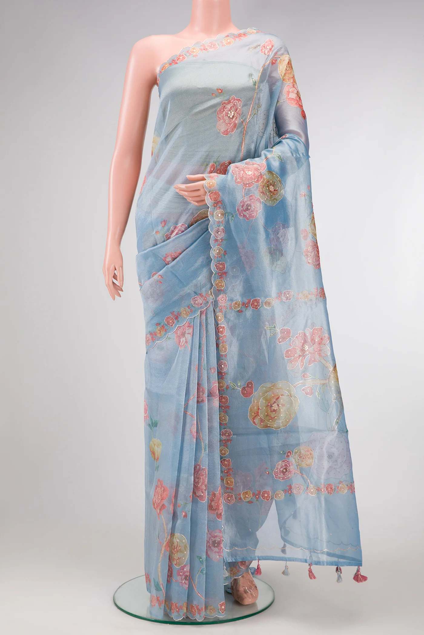 Maya Blue Organza Silk Saree