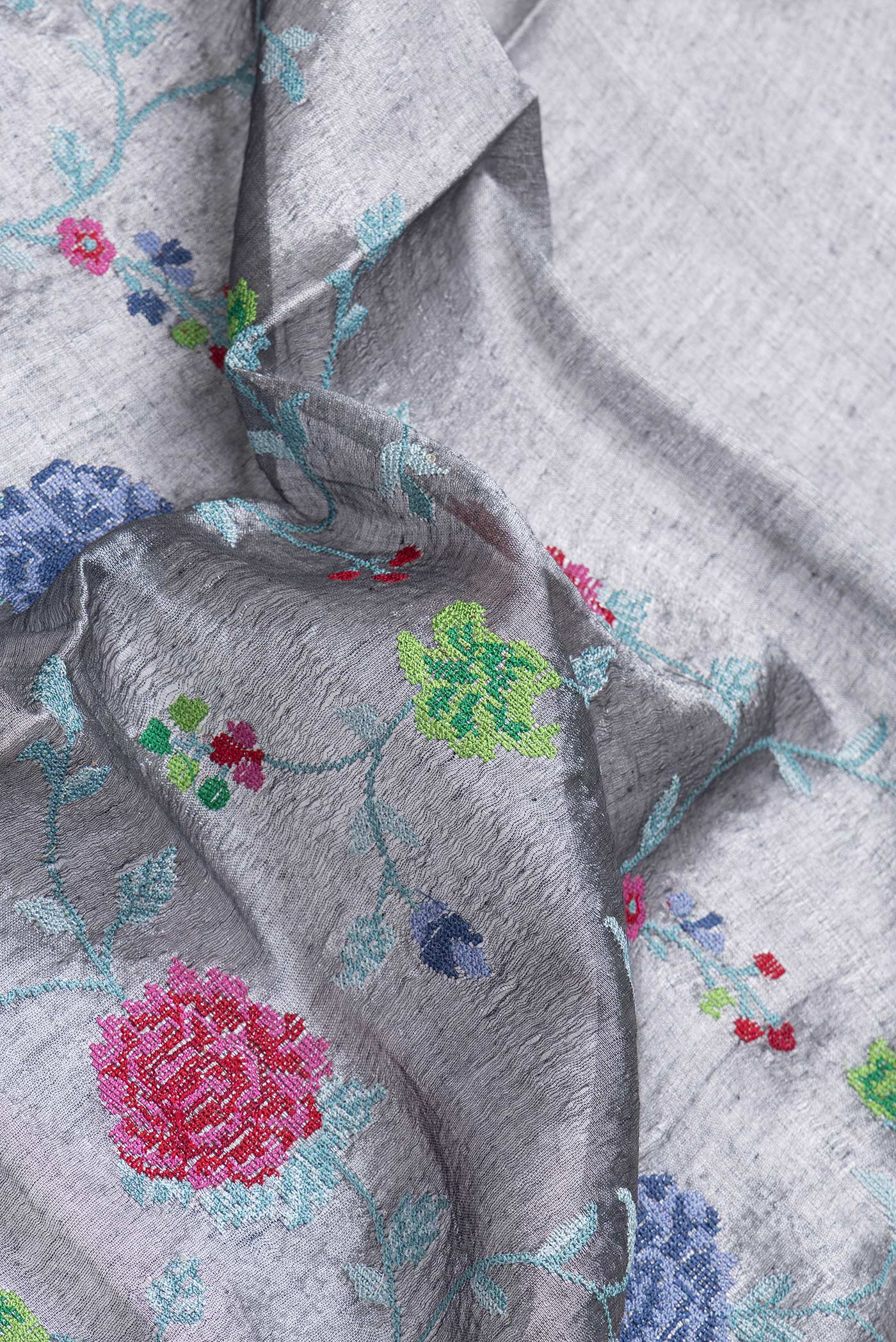 Grey Organza Silk Saree - Image 2