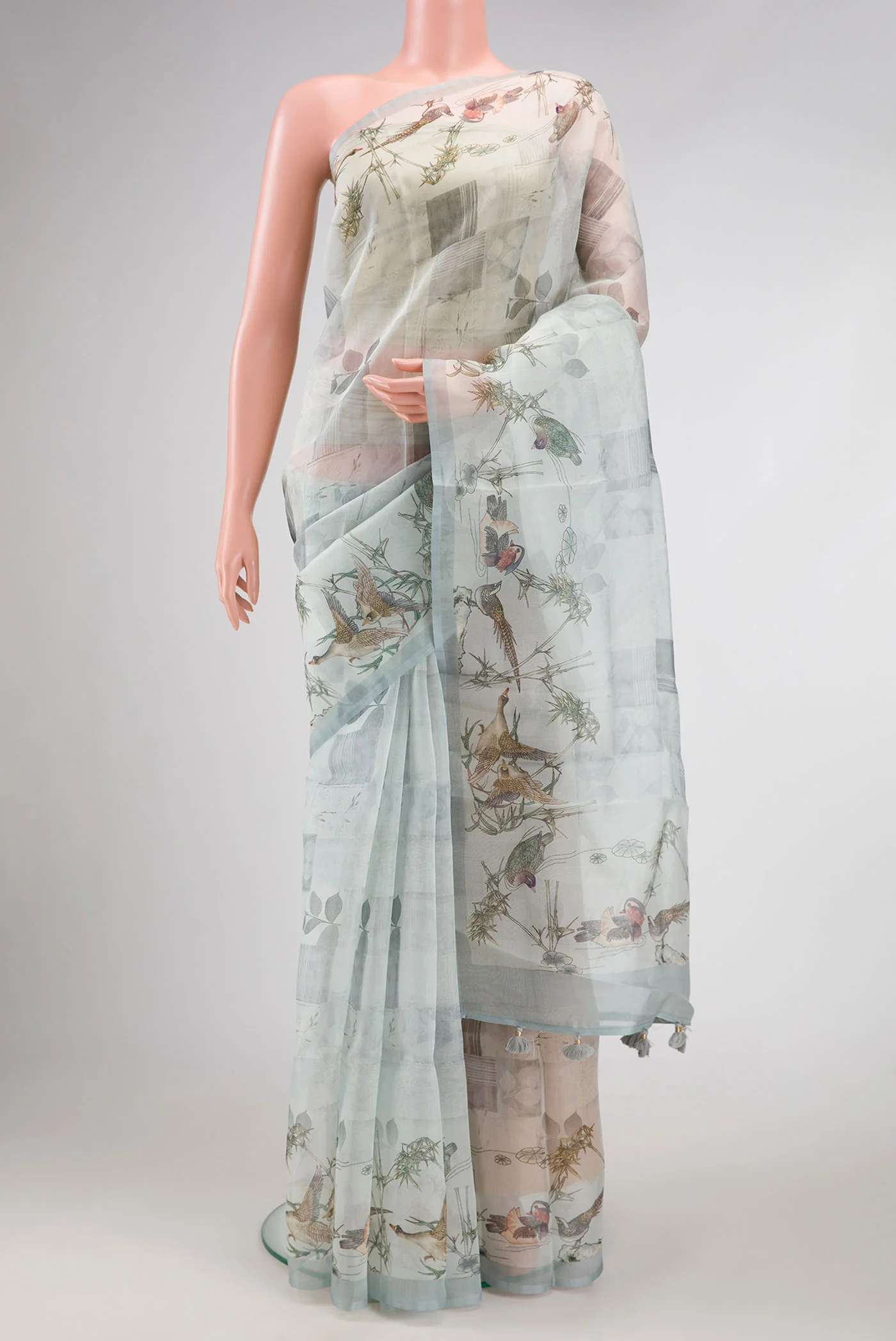 Light Blue Organza Silk Saree