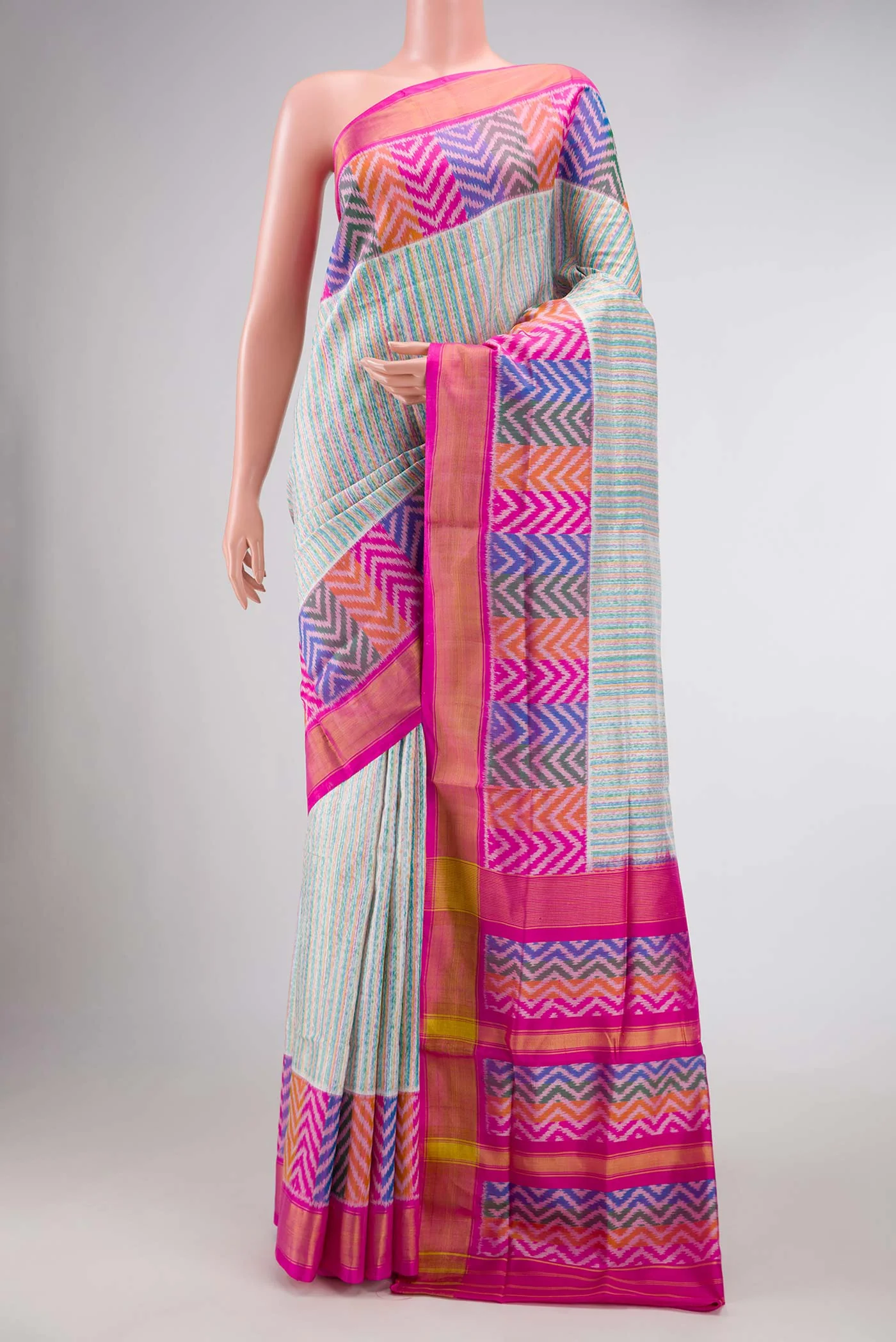 Grey Dual Tone Rajkot Patola Silk Saree