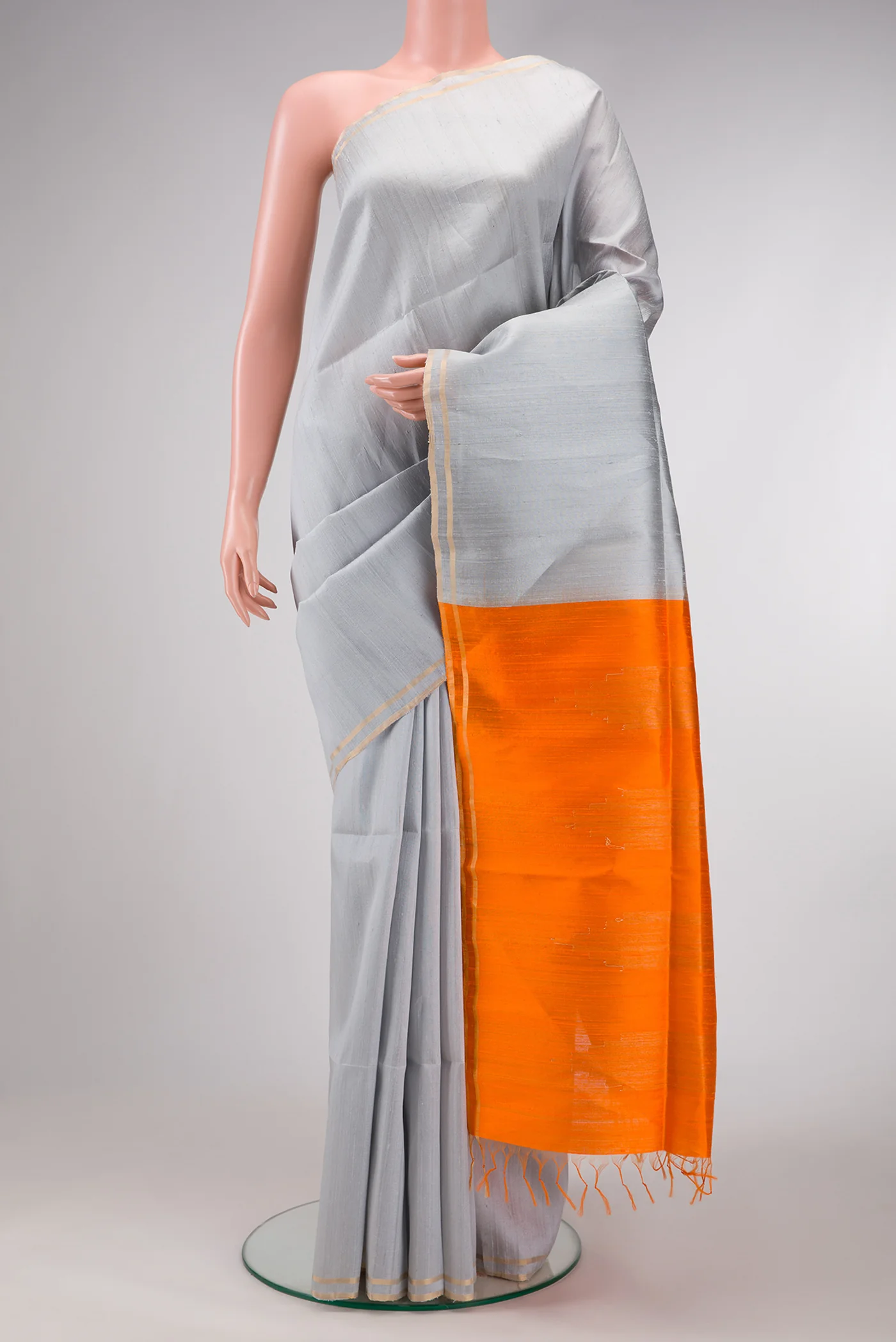 Grey Raw Silk Saree