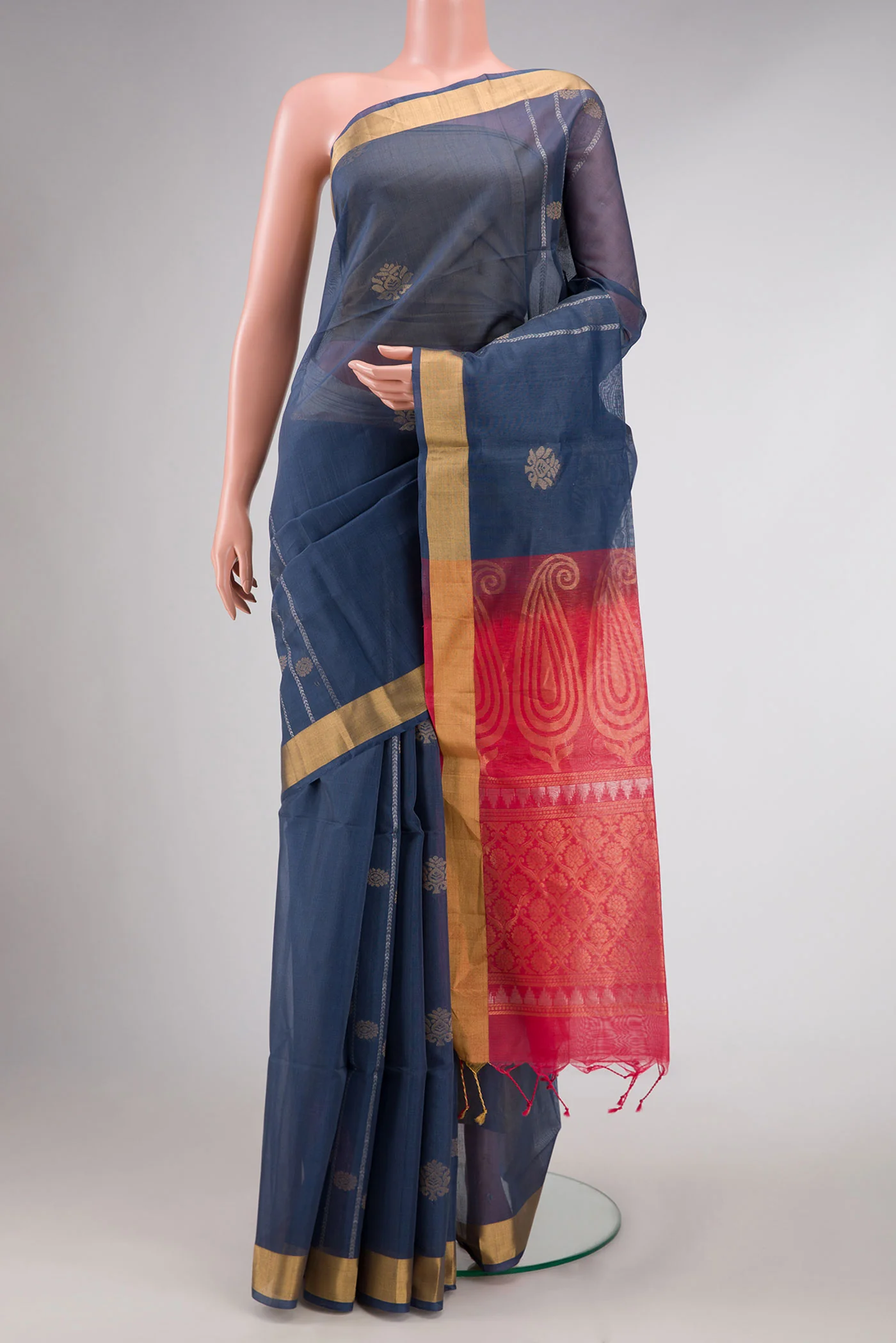 Grey Dual Tone Silk Cotton Saree