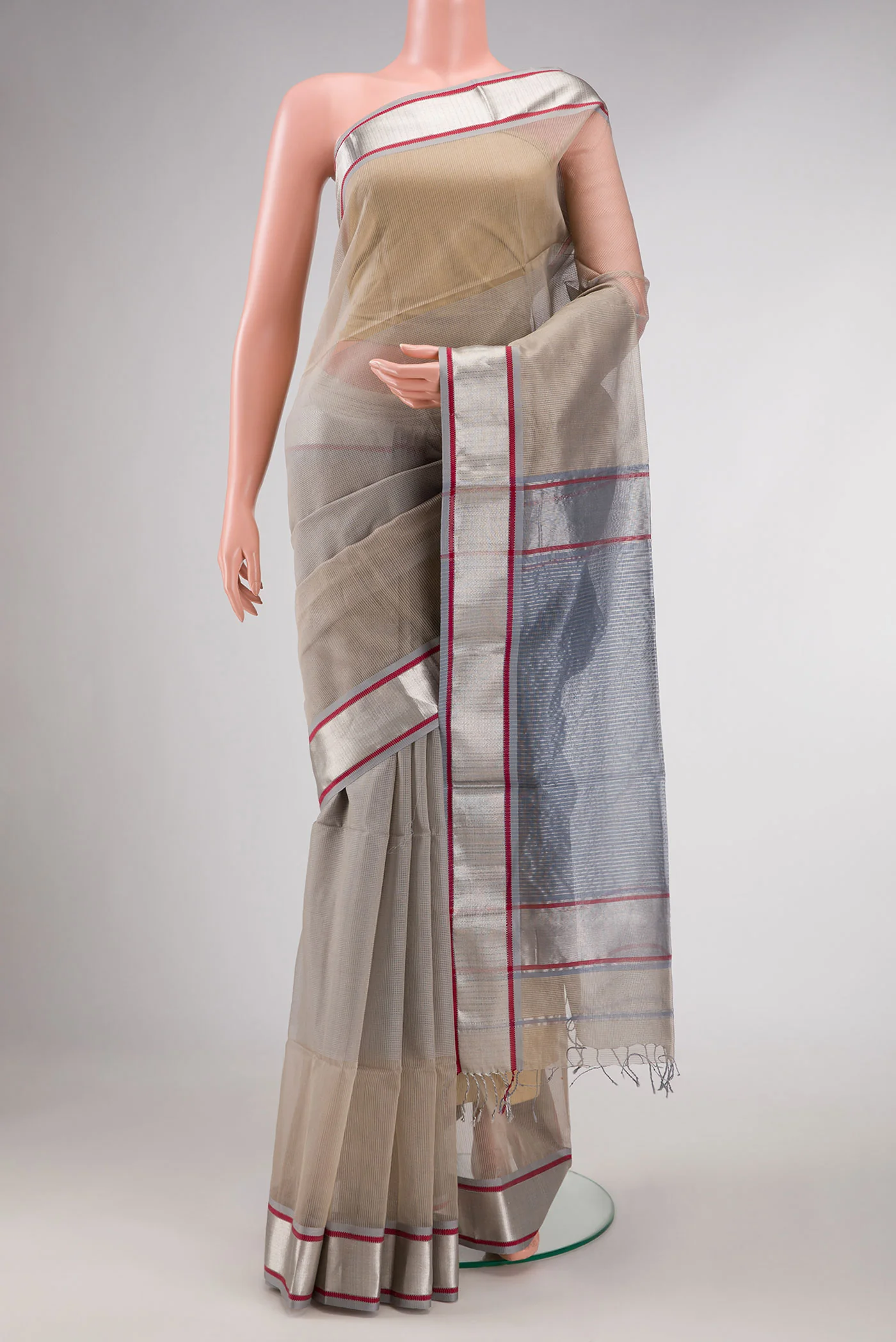Grey Dual Tone Silk Cotton Saree