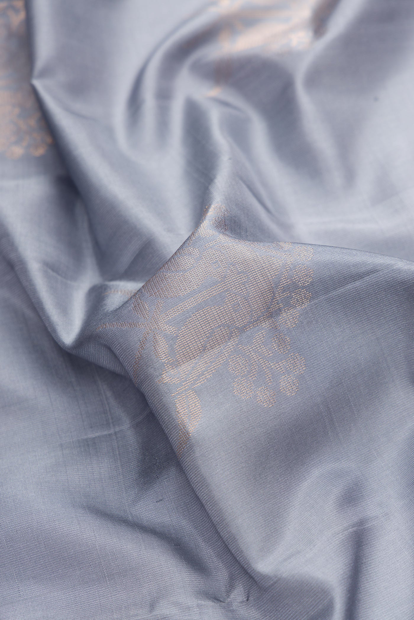 Blue Grey Soft Silk Saree - Image 2