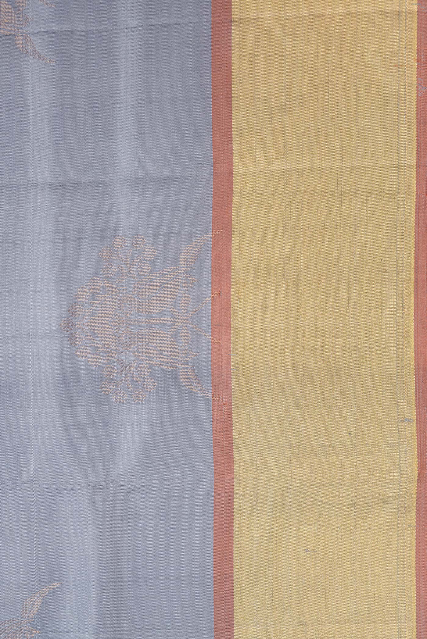 Blue Grey Soft Silk Saree - Image 3