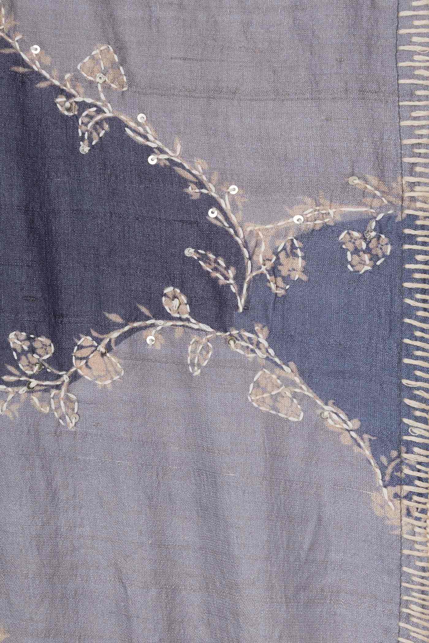 Grey Dual Tone Tussar Saree - Image 3