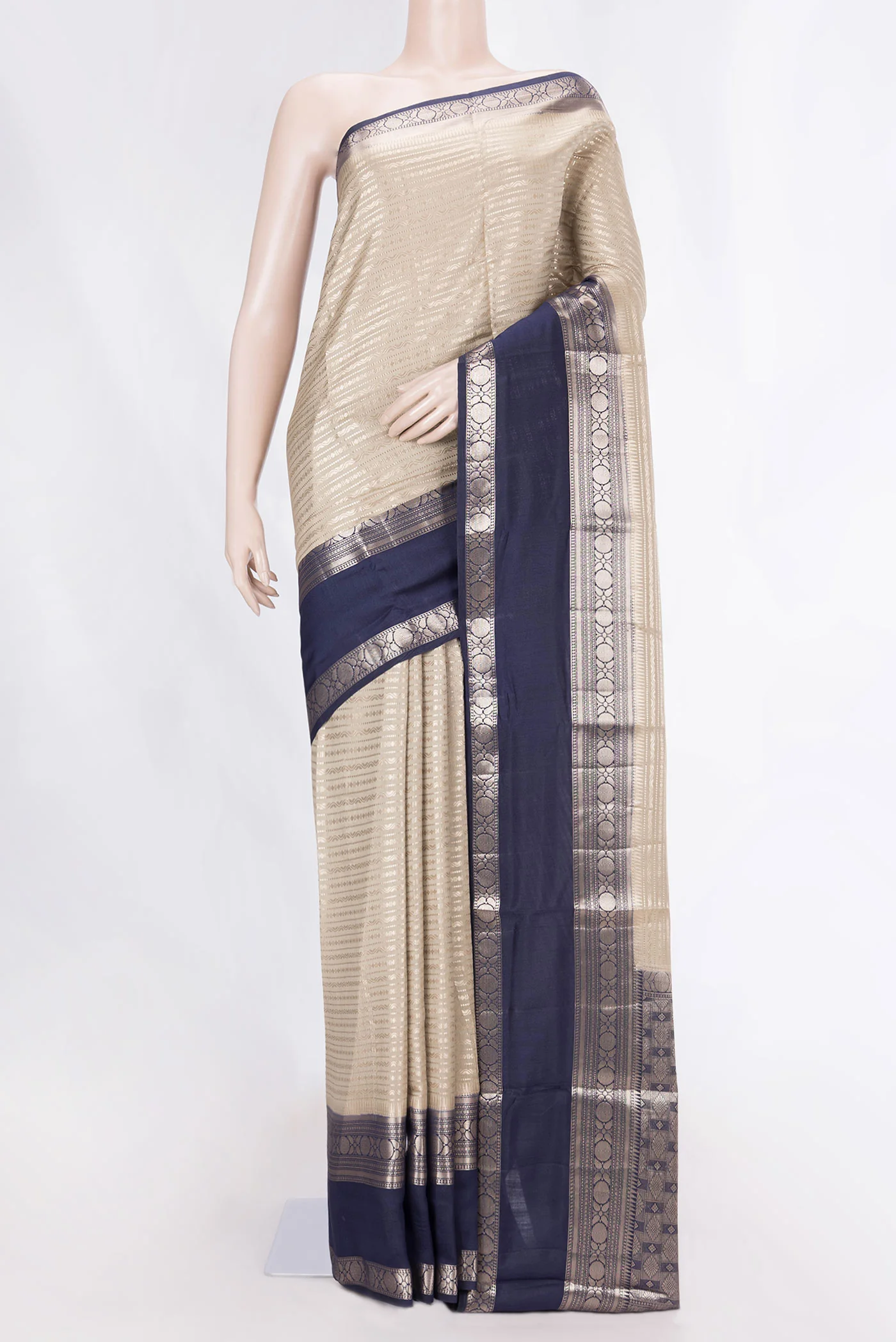 Dark Beige Banarasi Raw Silk Saree
